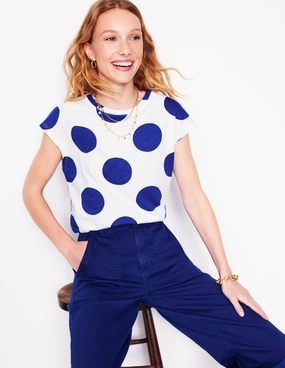Everyday Wearable Relaxed Look Louisa Slub T-Shirt-Bright Blue, Spot