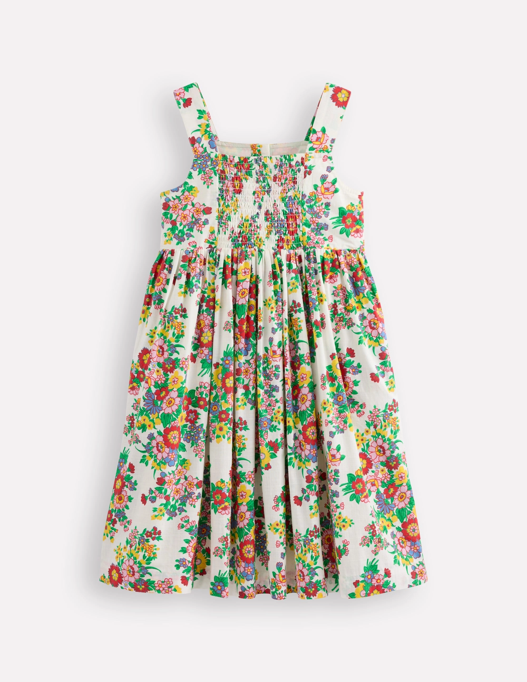 Classic Comfort Remy Button Through Dress-Ivory Flower Bunch