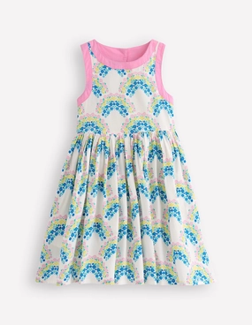 All-Purpose Comfort Warm Touch Harlow Back Detail Dress-Soft Ivory Rainbow Shells