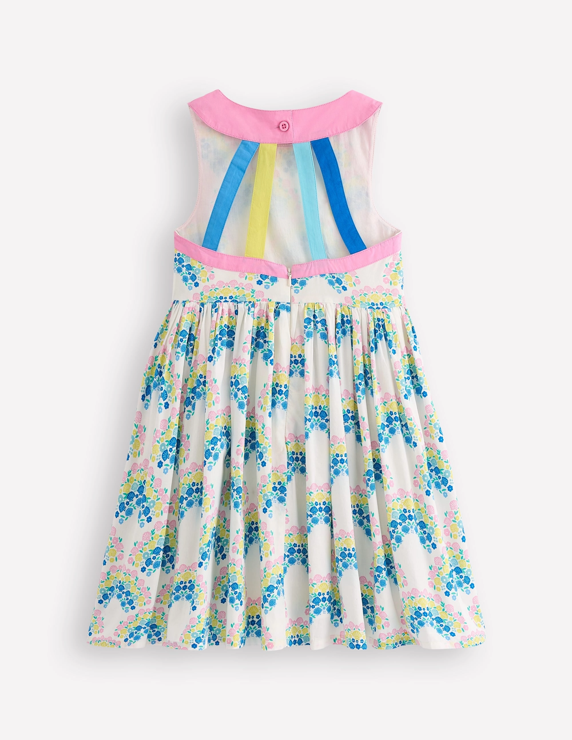 Drapey Fabric Everyday Comfort Harlow Back Detail Dress-Soft Ivory Rainbow Shells