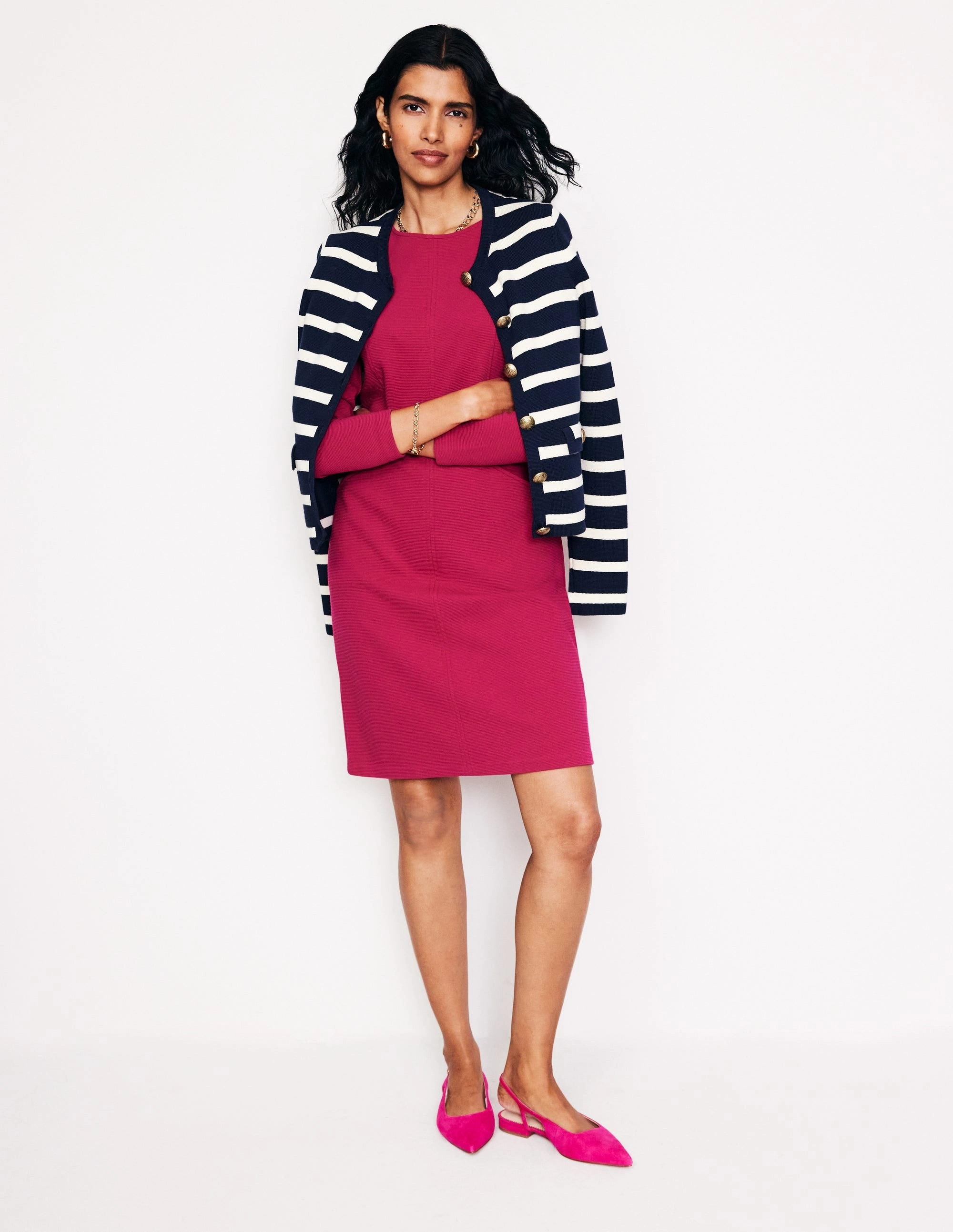 All Fitwear Modern Texture Ellen Ottoman Dress-Cherry Jam