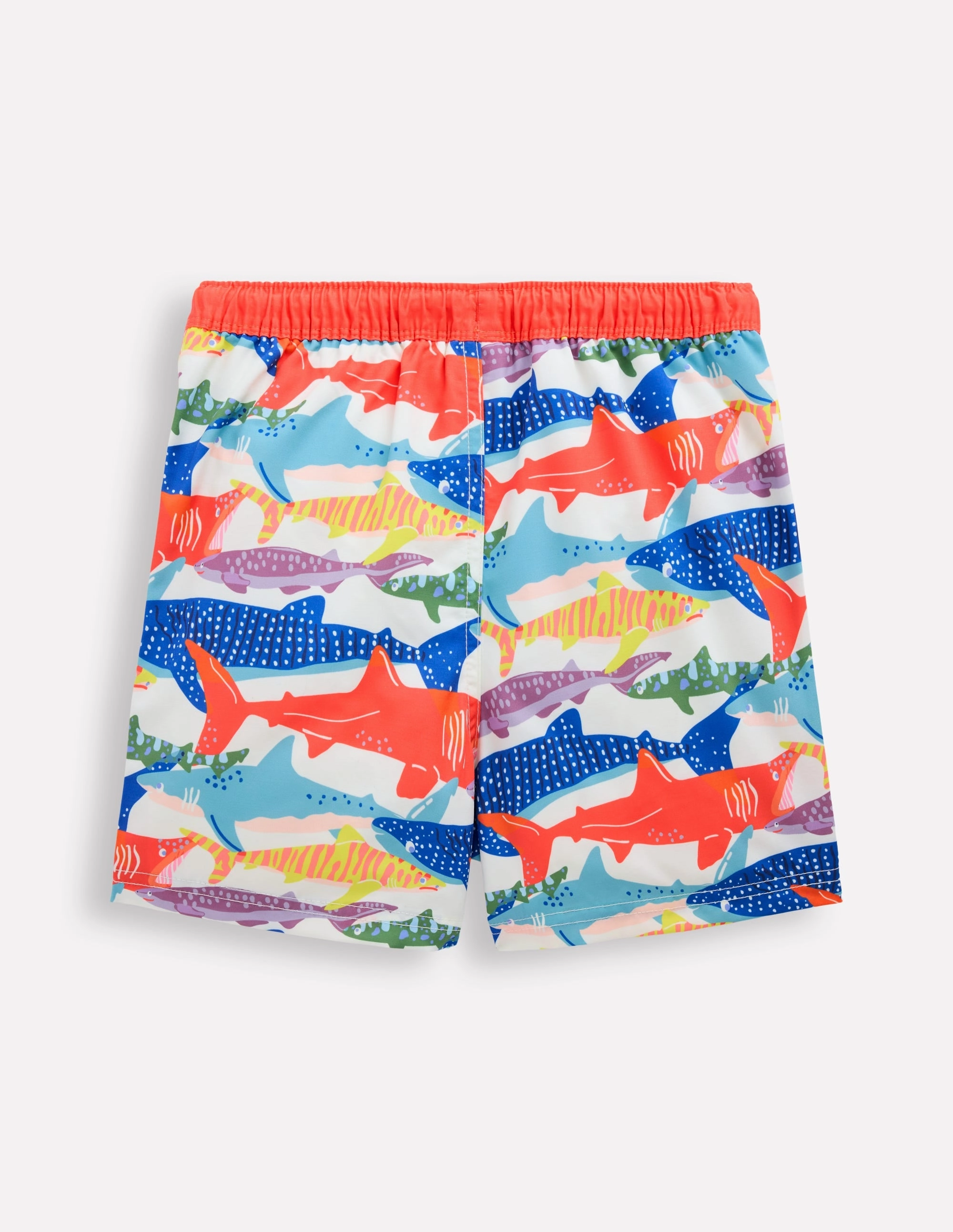Sweat Wicking Technology Swim Shorts-Ivory Riso Shark