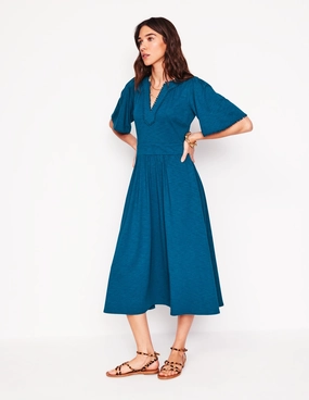 Maddie Trim Jersey Dress-Harbour Blue Inner Glow