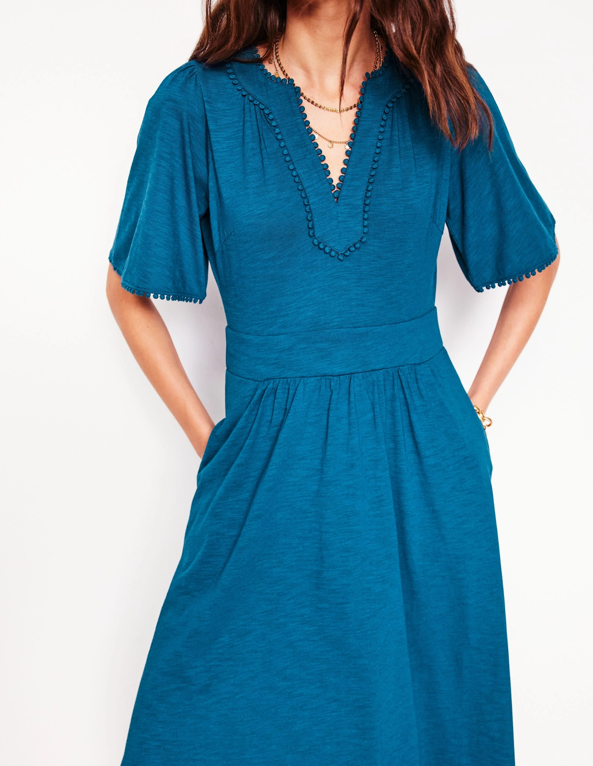 Maddie Trim Jersey Dress-Harbour Blue Bloom Zone