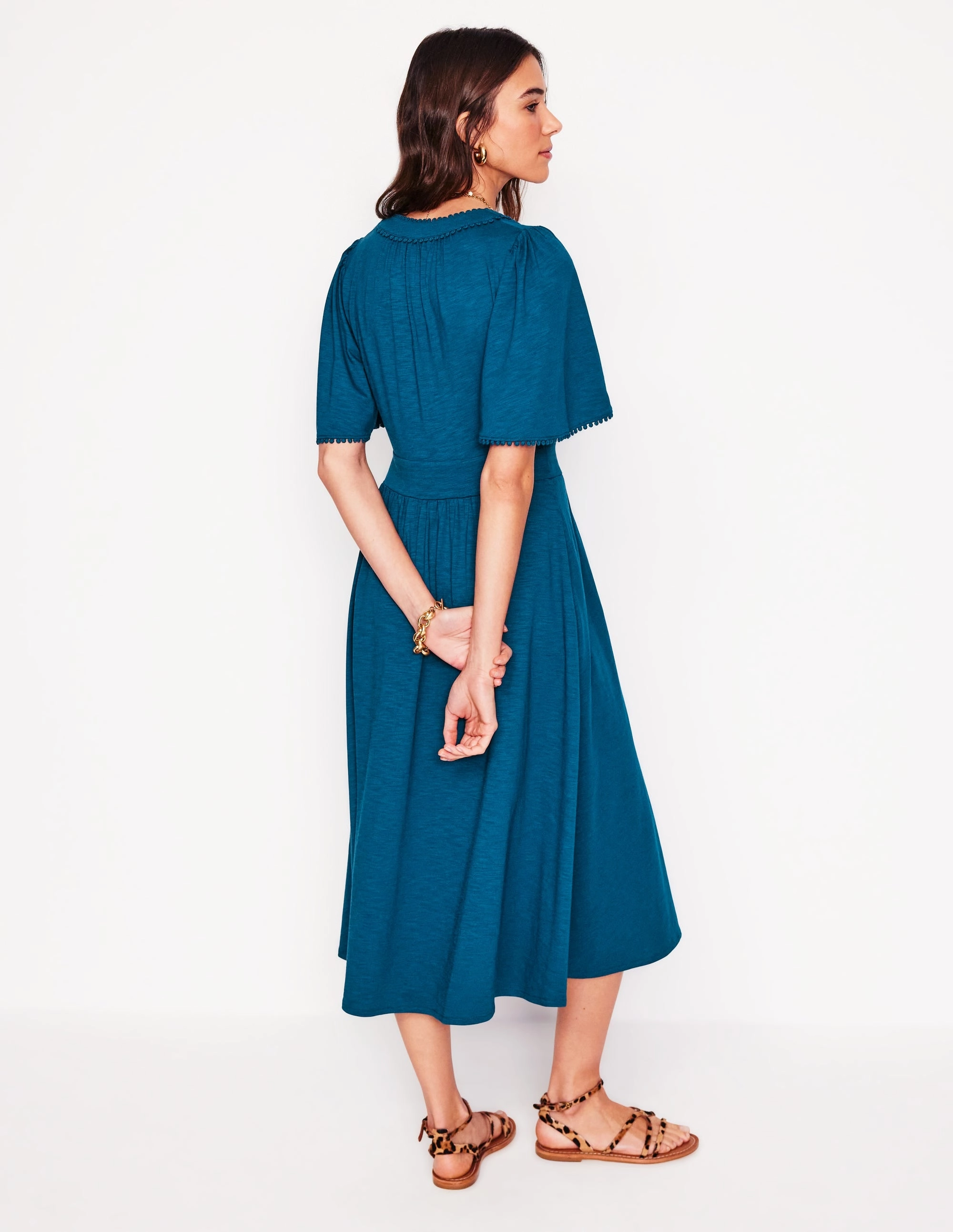 Maddie Trim Jersey Dress-Harbour Blue Flattering Wearable Versatile occasion dress