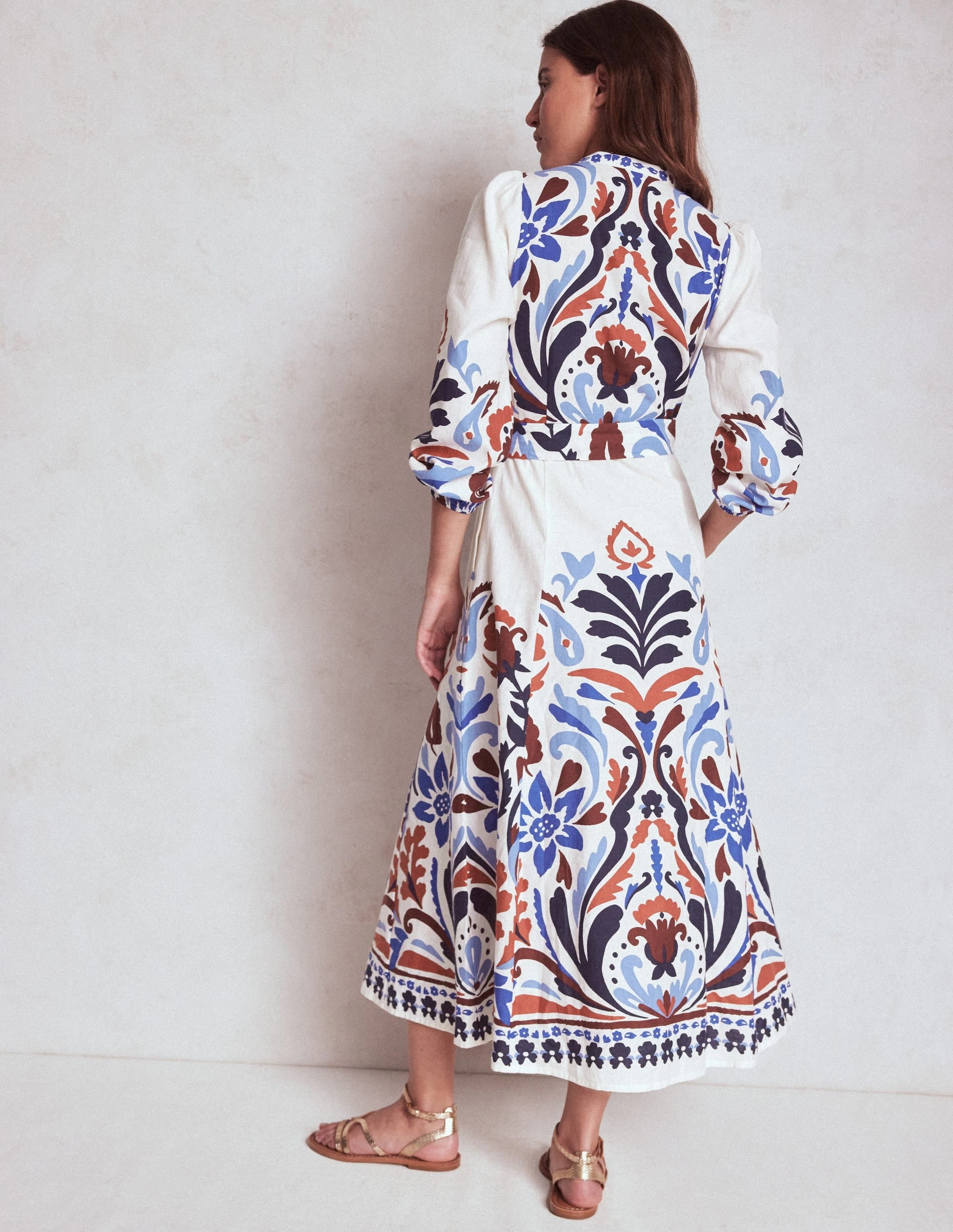 Perfect Fit Mae Linen Blend Shirt Dress-Multi, Elaborate Garden