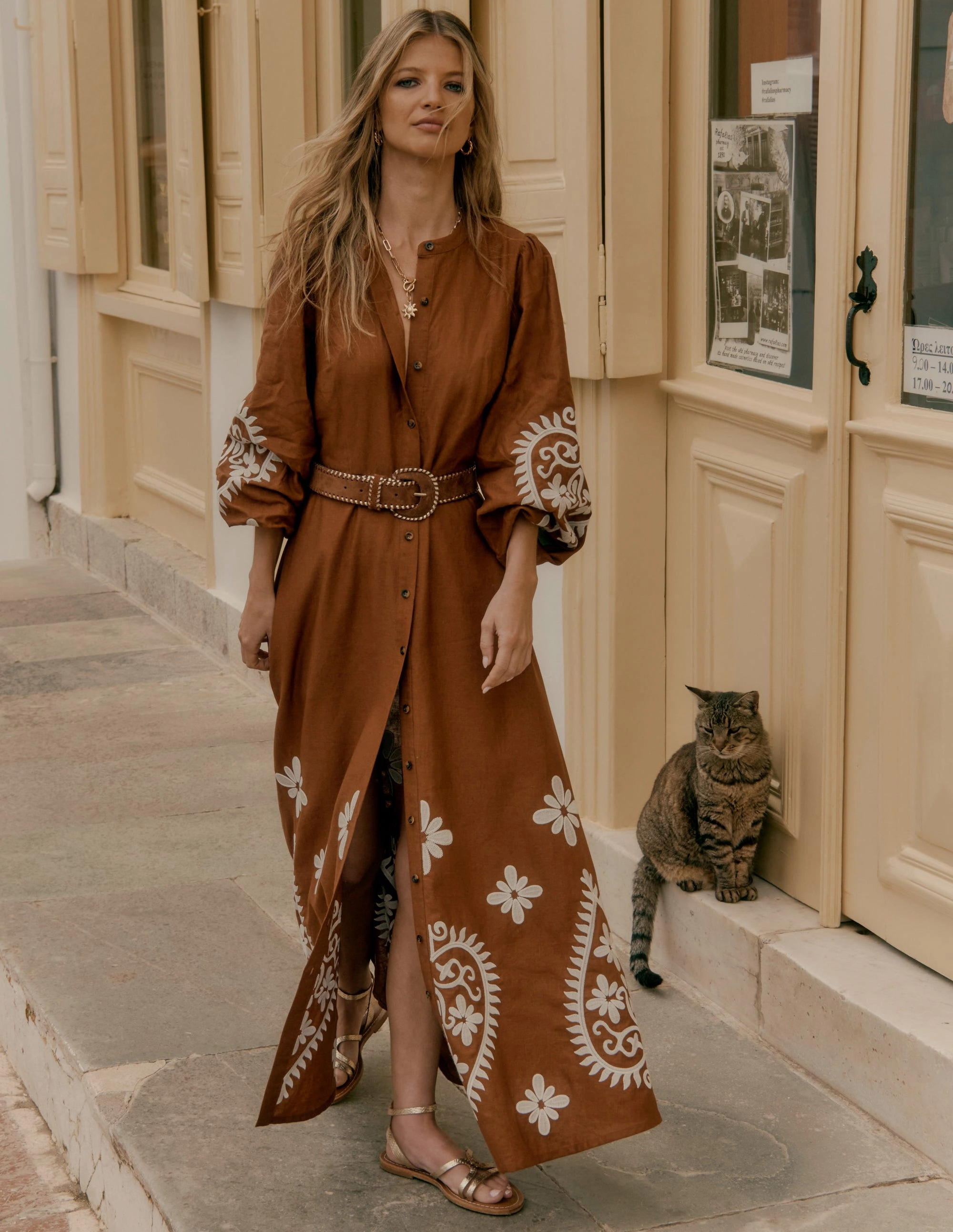 Mae Linen Blend Shirt Dress-Russet Urban Motion