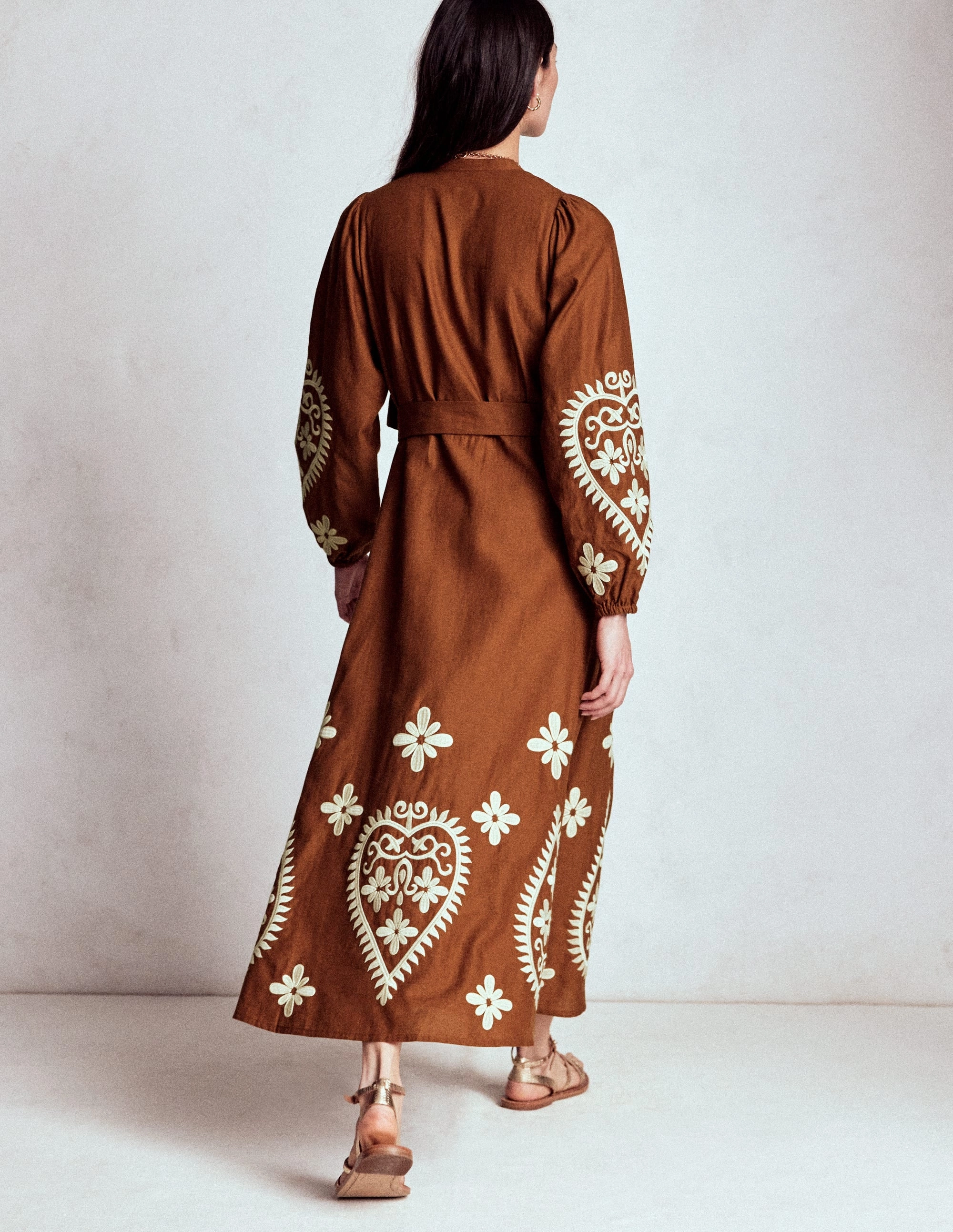 polka-dot Mae Linen Blend Shirt Dress-Russet