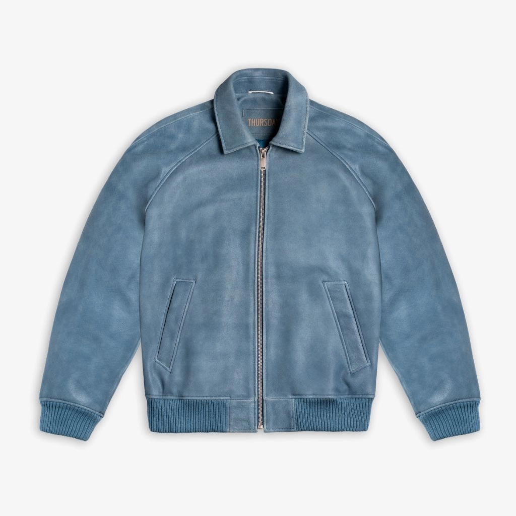 Major League Jacket | Blue Textured Solid-color Comfort Shield