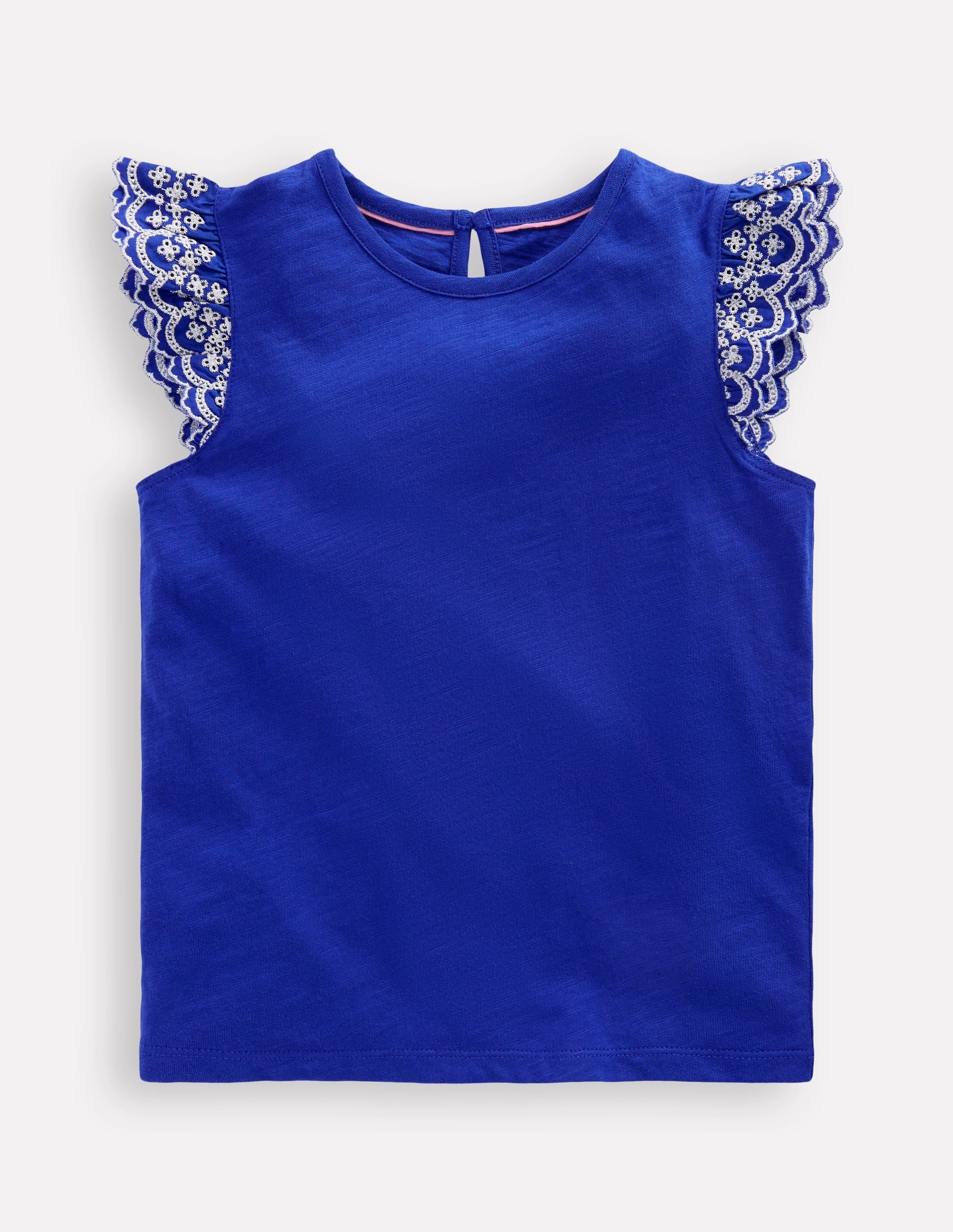 Margaret Broderie Frill Tee-Orion Blue Minimal Fashion Ultimate Comfort