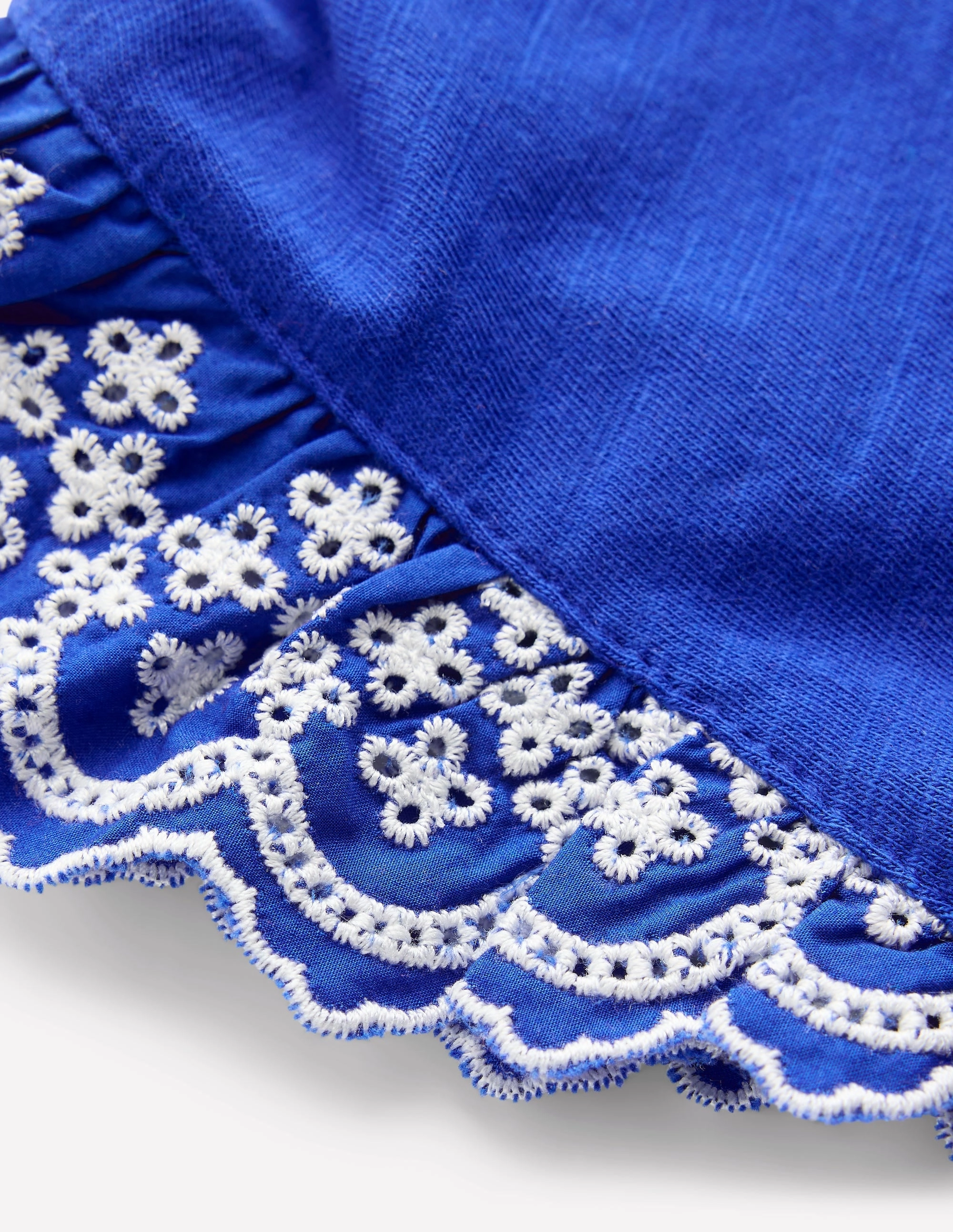 Margaret Broderie Frill Tee-Orion Blue Essential Fashion Smart Comfort