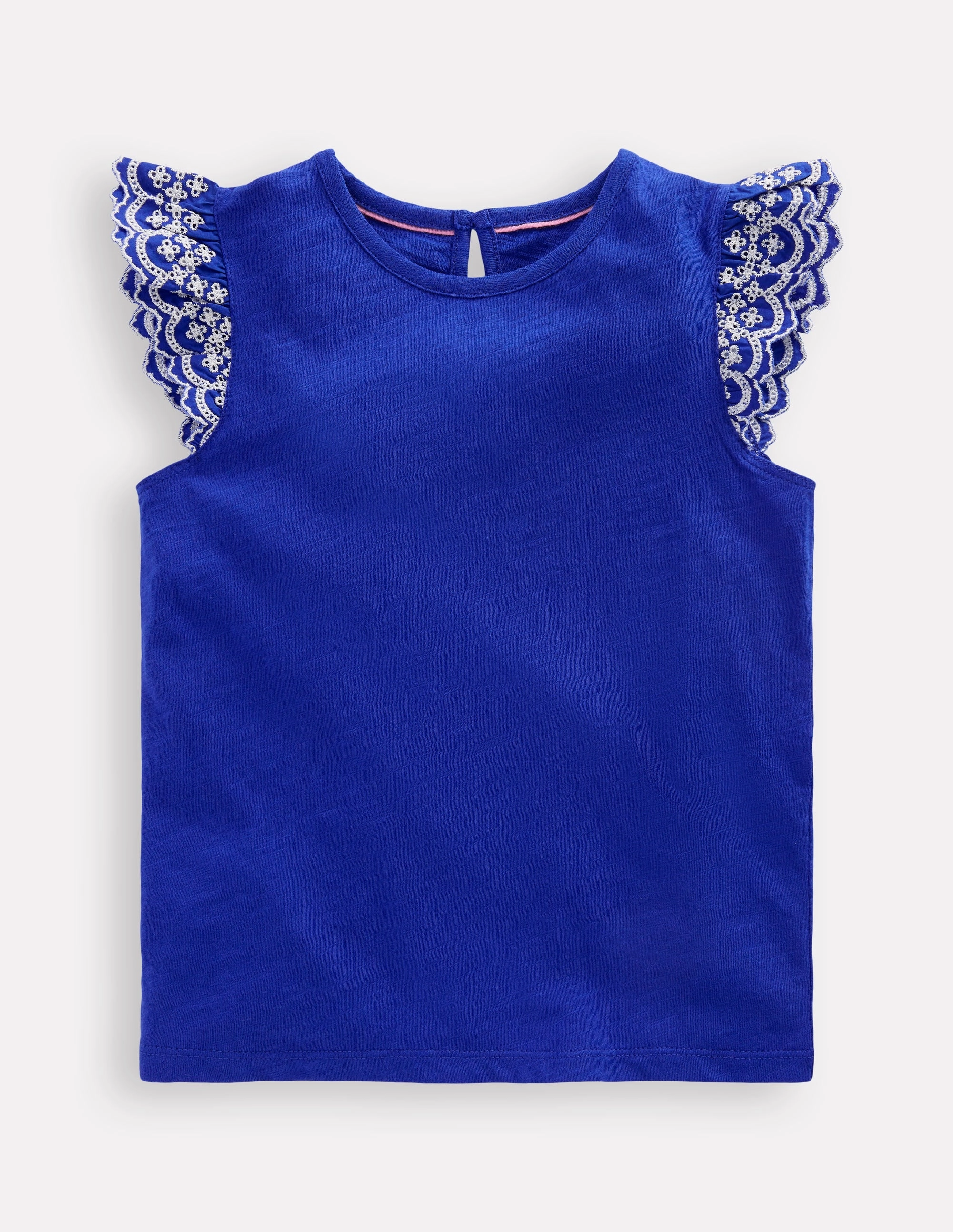 Margaret Broderie Frill Tee-Orion Blue Everyday Fashion Look Casual Comfort