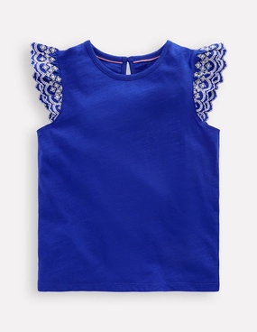 Margaret Broderie Frill Tee-Orion Blue Everyday Fashion Look Casual Comfort