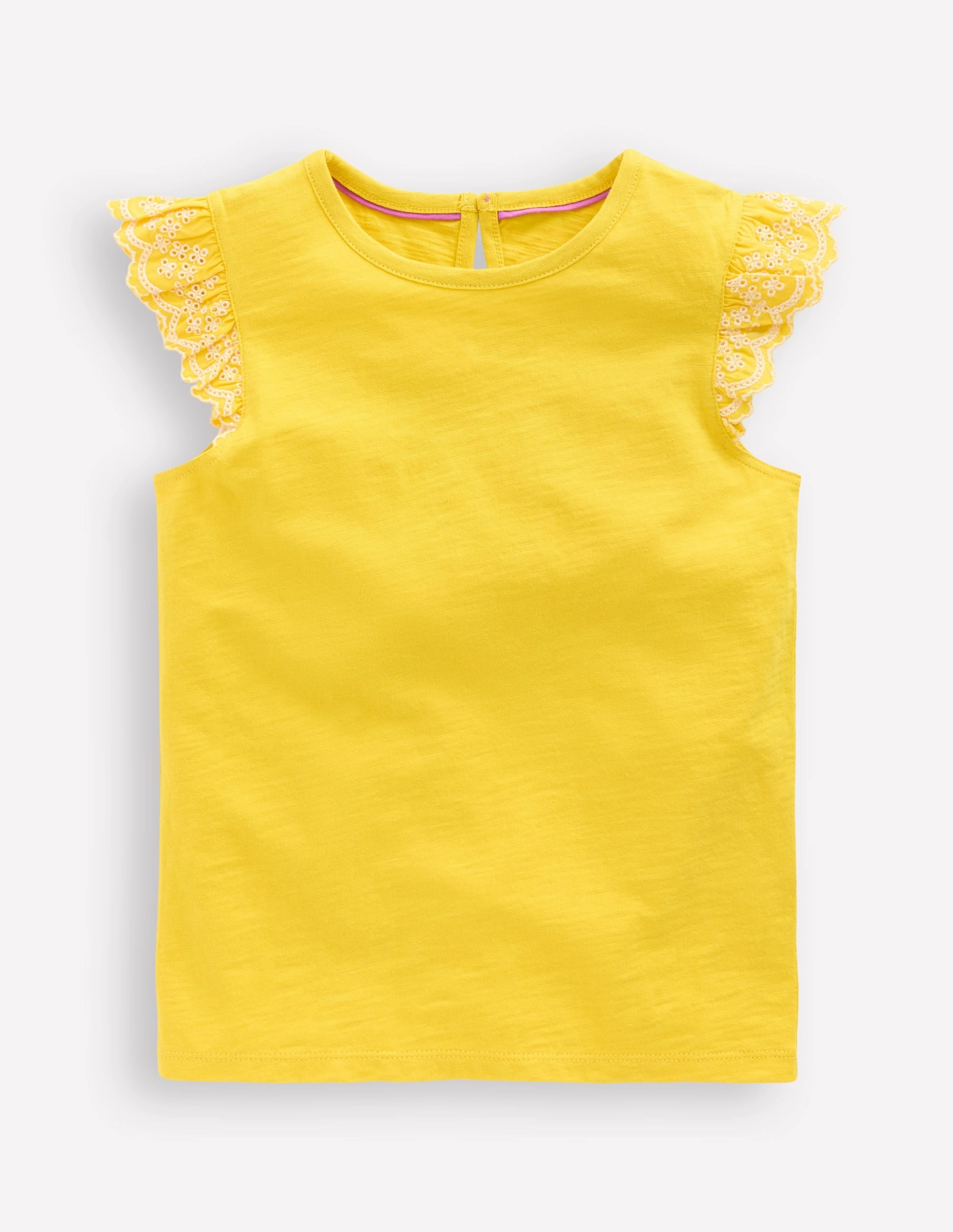 Margaret Broderie Frill Tee-Pineapple Yellow funky Effortless Fit