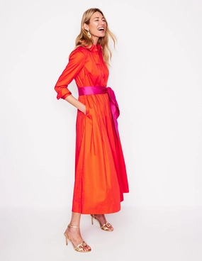 Modern Silhouette Maxi Pleated Bow Dress-Firecracker Red