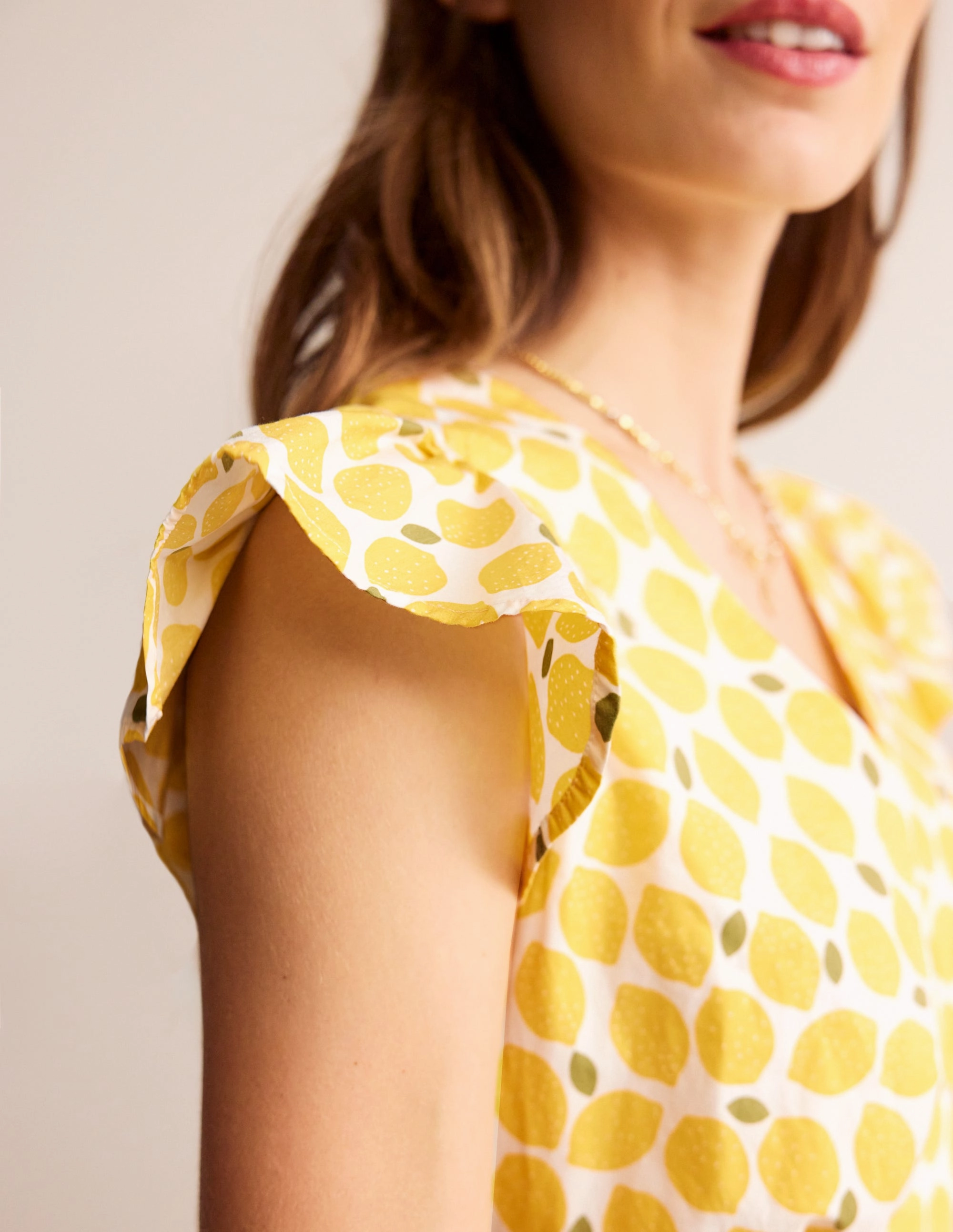 May Cotton Midi Tea Dress-Passionfruit, Lemons Bold Structure Street Edge