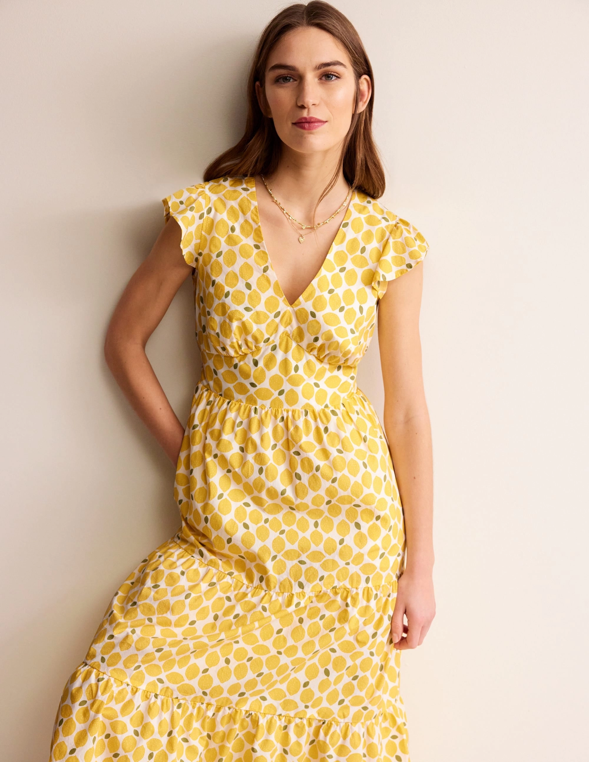 May Cotton Midi Tea Dress-Passionfruit, Lemons Kind Glow Timeless Energy