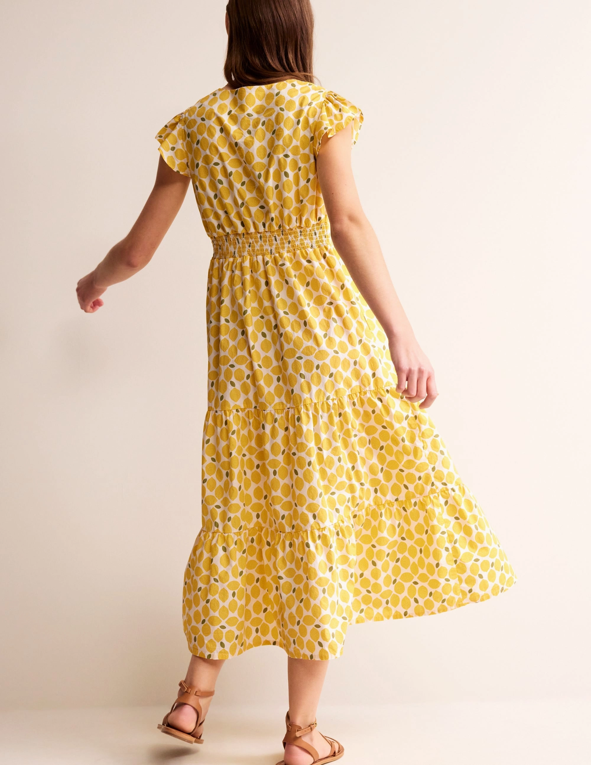 May Cotton Midi Tea Dress-Passionfruit, Lemons Subtle Comfort