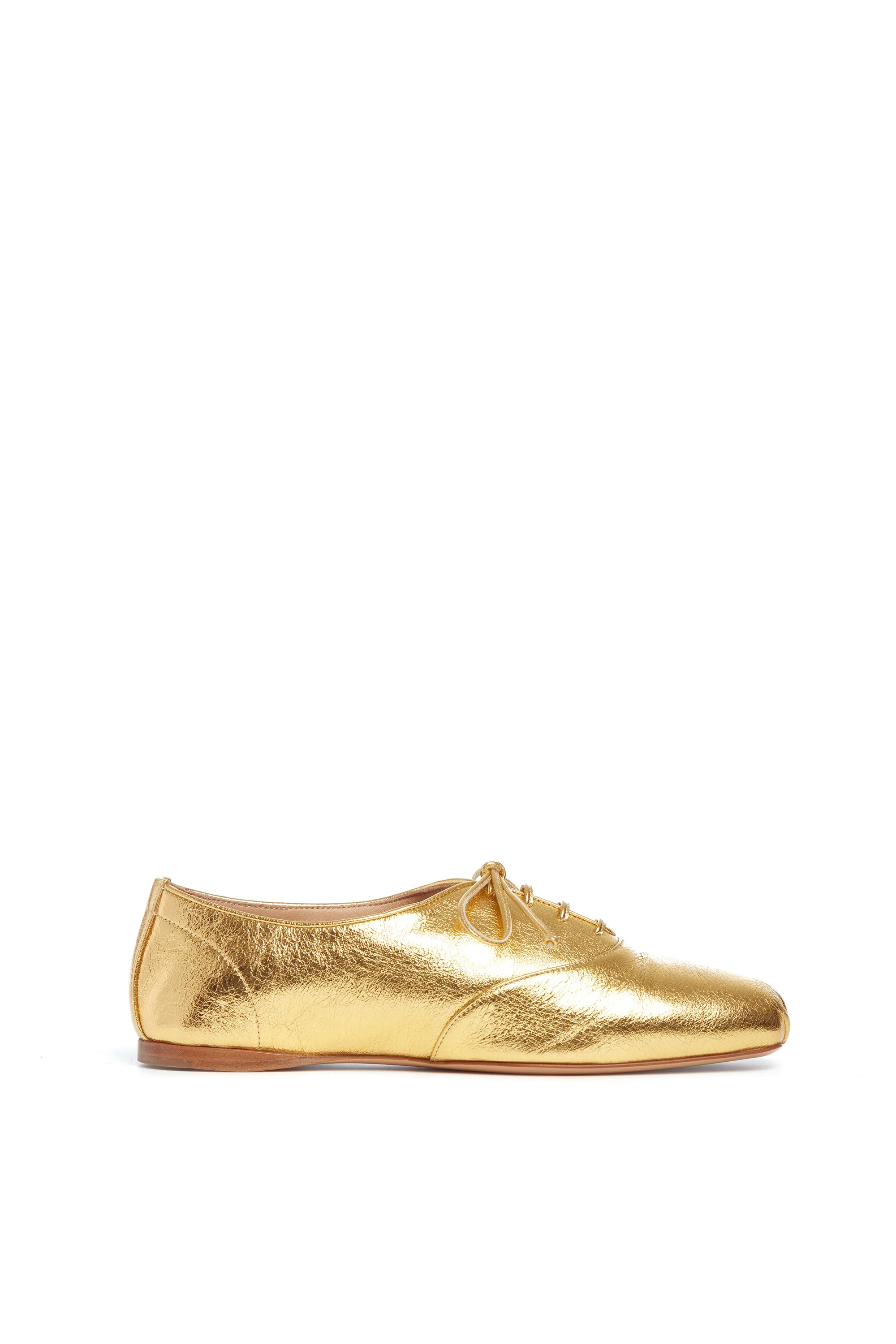 Maya Flat Shoe in Gold Nappa Leather Wild Glow Sand View
