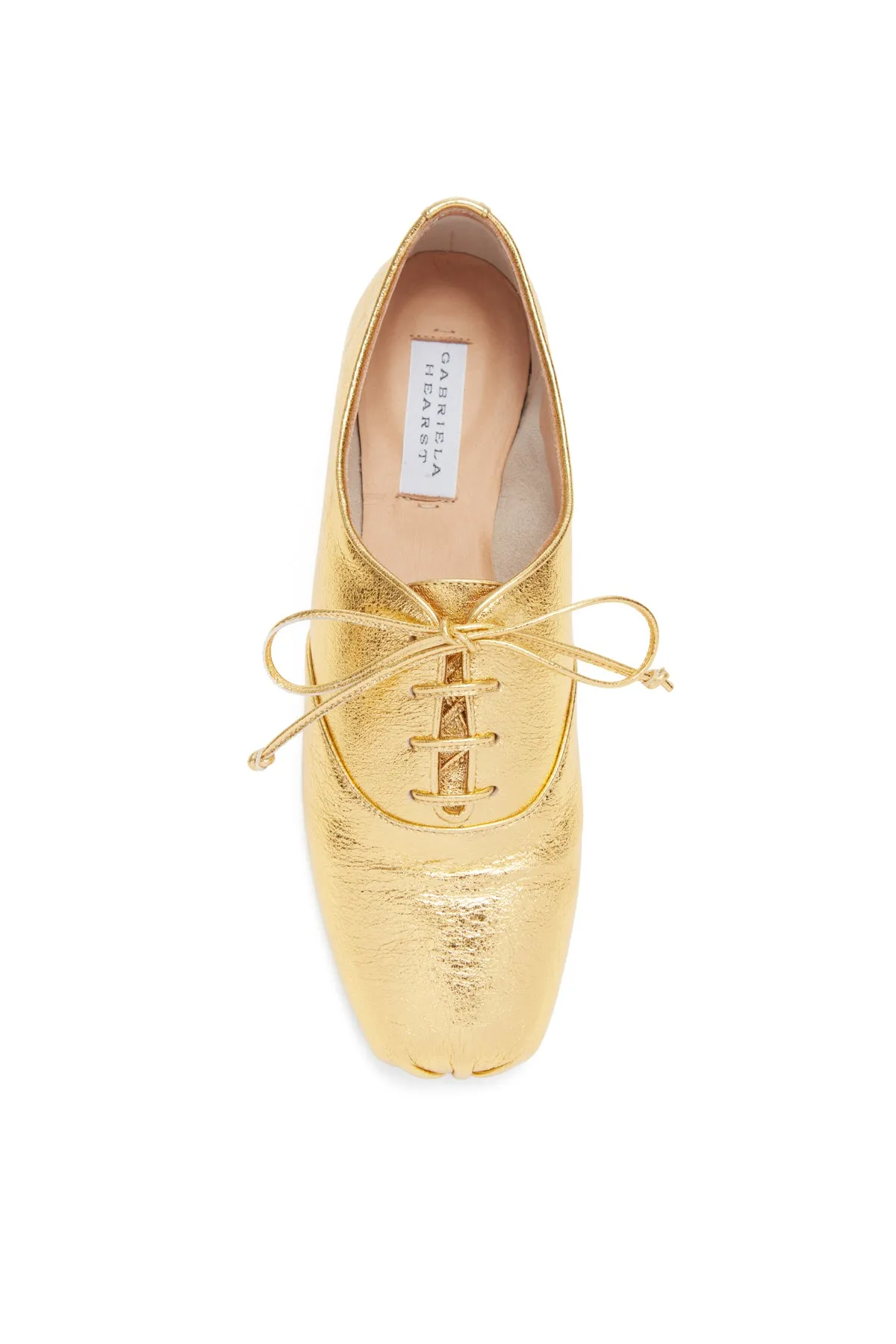 Maya Flat Shoe in Gold Nappa Leather Date wear