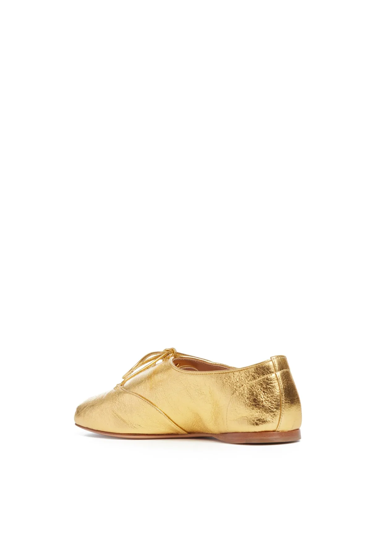Maya Flat Shoe in Gold Nappa Leather Cushioned Comfort