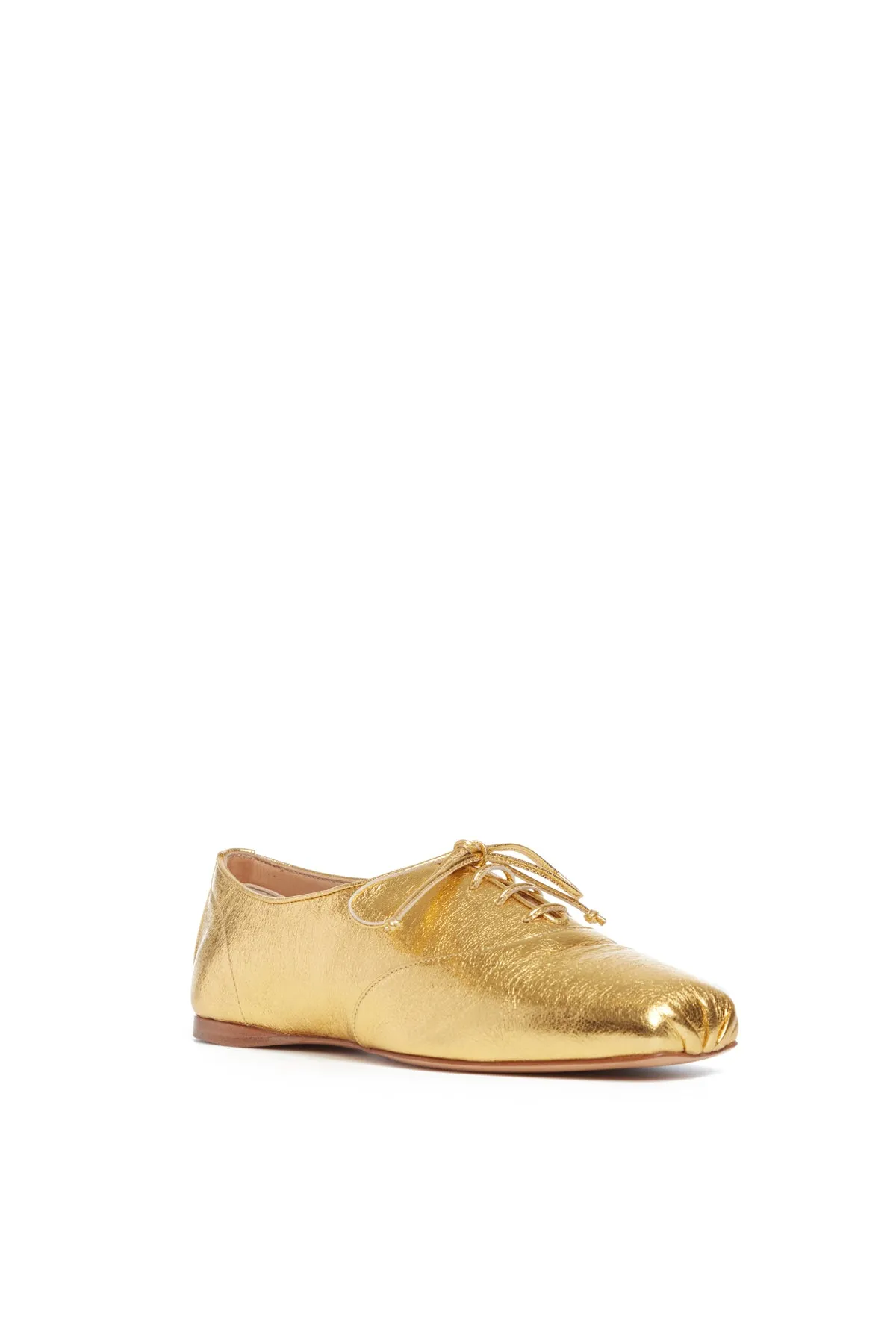 River Step Metro Style Maya Flat Shoe in Gold Nappa Leather