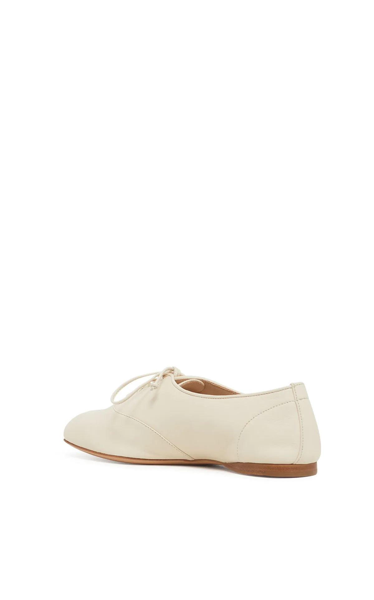 Maya Oxford Flat Shoe in Ivory Nappa Leather Lightly Padded Trendy Look