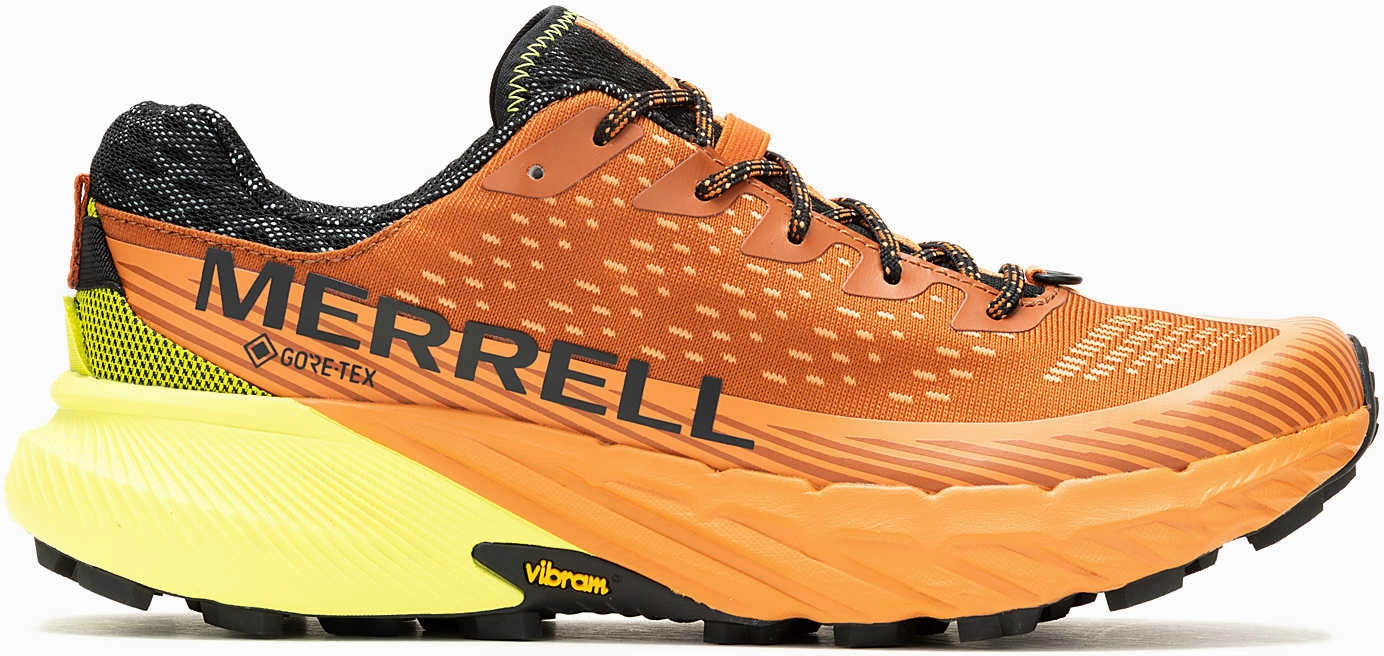 Merrell Agility Peak 5 GORE-TEX Mens Trail Running Shoes - Orange Advanced Abduction Plate early - morning
