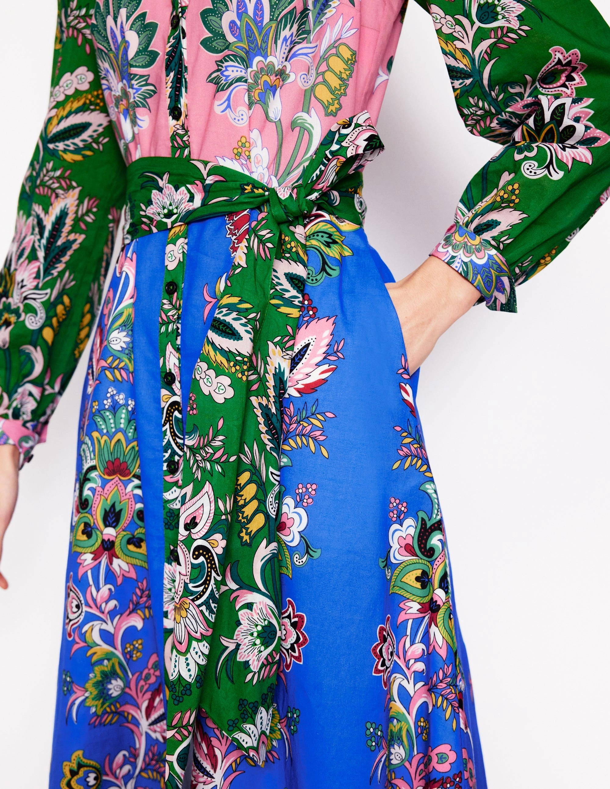 Mia Tiered Shirt Dress-Multi, Botanica Terrace Fitted Look