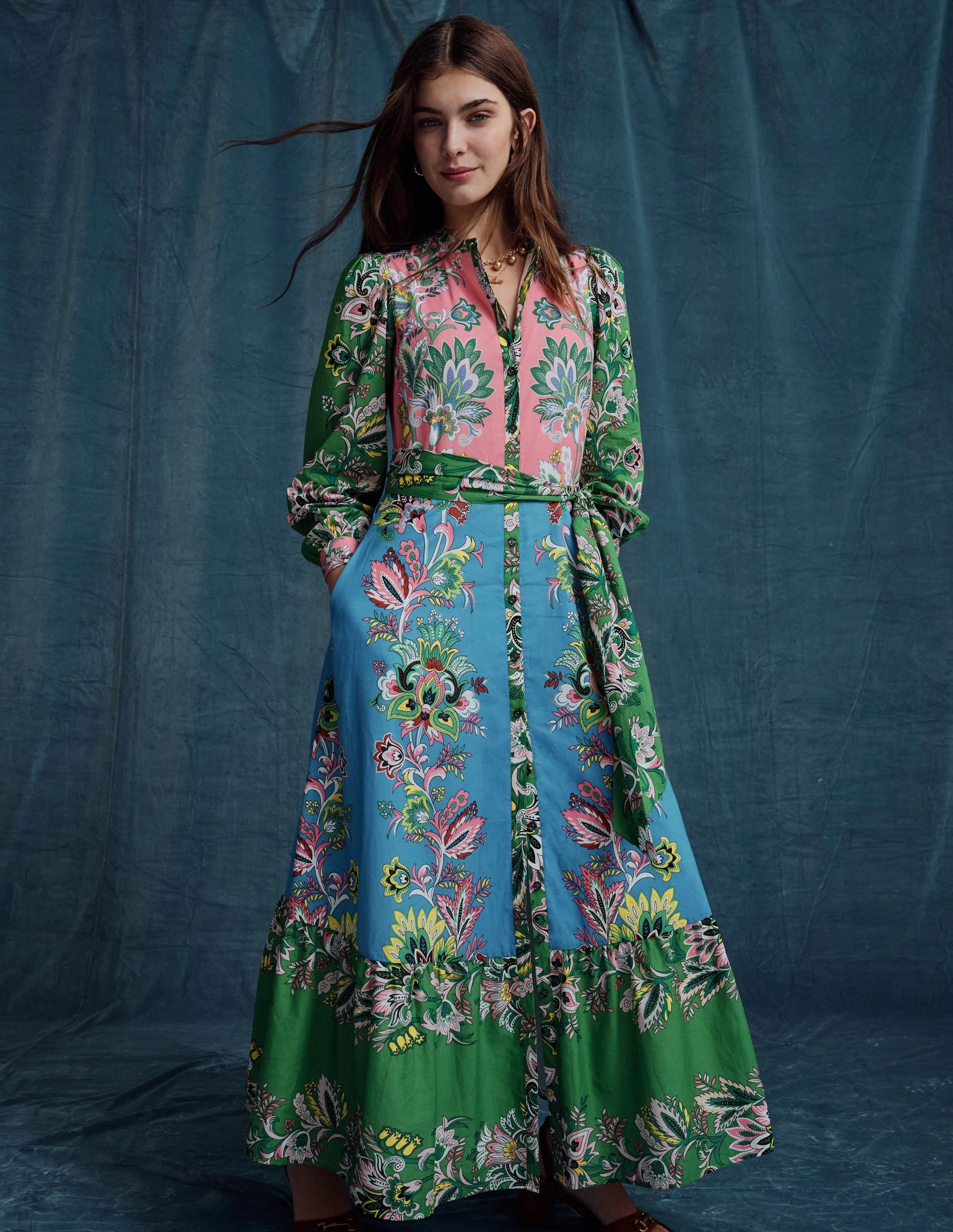 Mia Tiered Shirt Dress-Multi, Botanica Terrace Panelled-Design