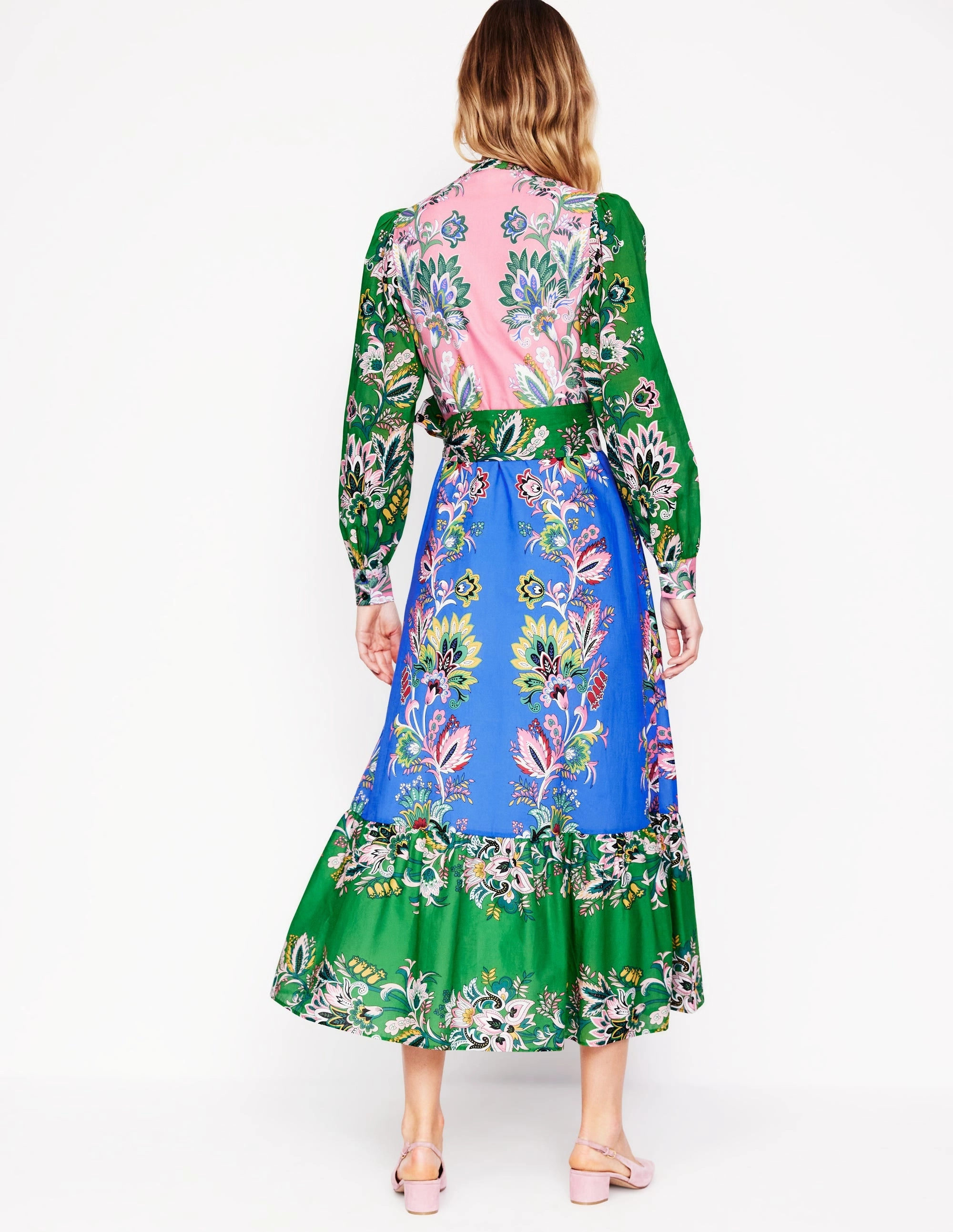 Mia Tiered Shirt Dress-Multi, Botanica Terrace Shade Soft