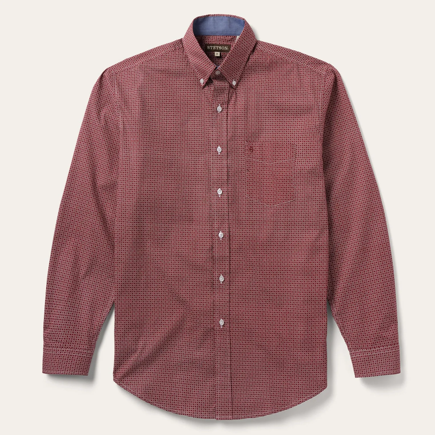 Micro Print Button-Front Shirt High-Quality Material