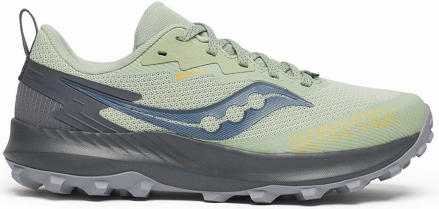 fall - specific shoes running in a trail race shoes Saucony Peregrine 14 GORE-TEX Womens Trail Running Shoes - Green