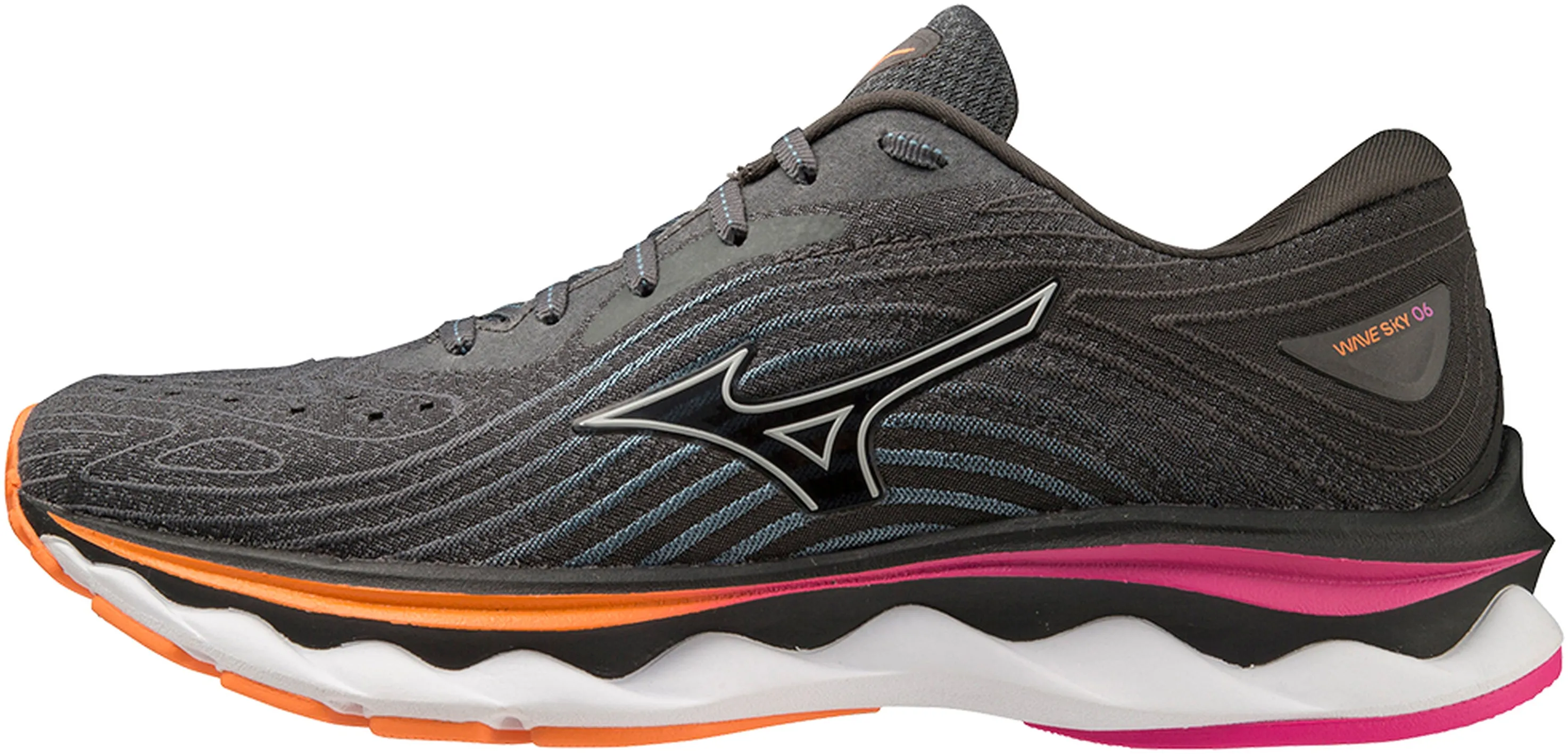 Mizuno Wave Sky 6 Womens Running Shoes - Grey running in a kelp forest area shoes running with a slip - on design
