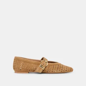 straps Lagoon Mood MIKEL BALLET FLATS LT BROWN PERFORATED SUEDE