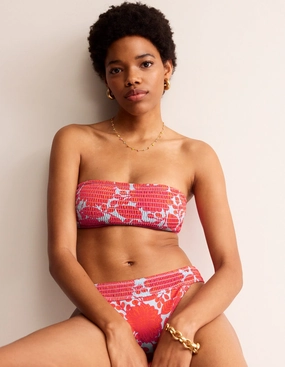 Milos Smocked  Bikini Top-Fire Cracker, Gardenia Swirl Color Lock Technology Anti fog coating