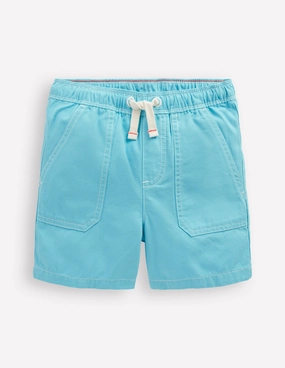 Pull-On Cotton Shorts-Caribbean Blue ReinforcedPockets