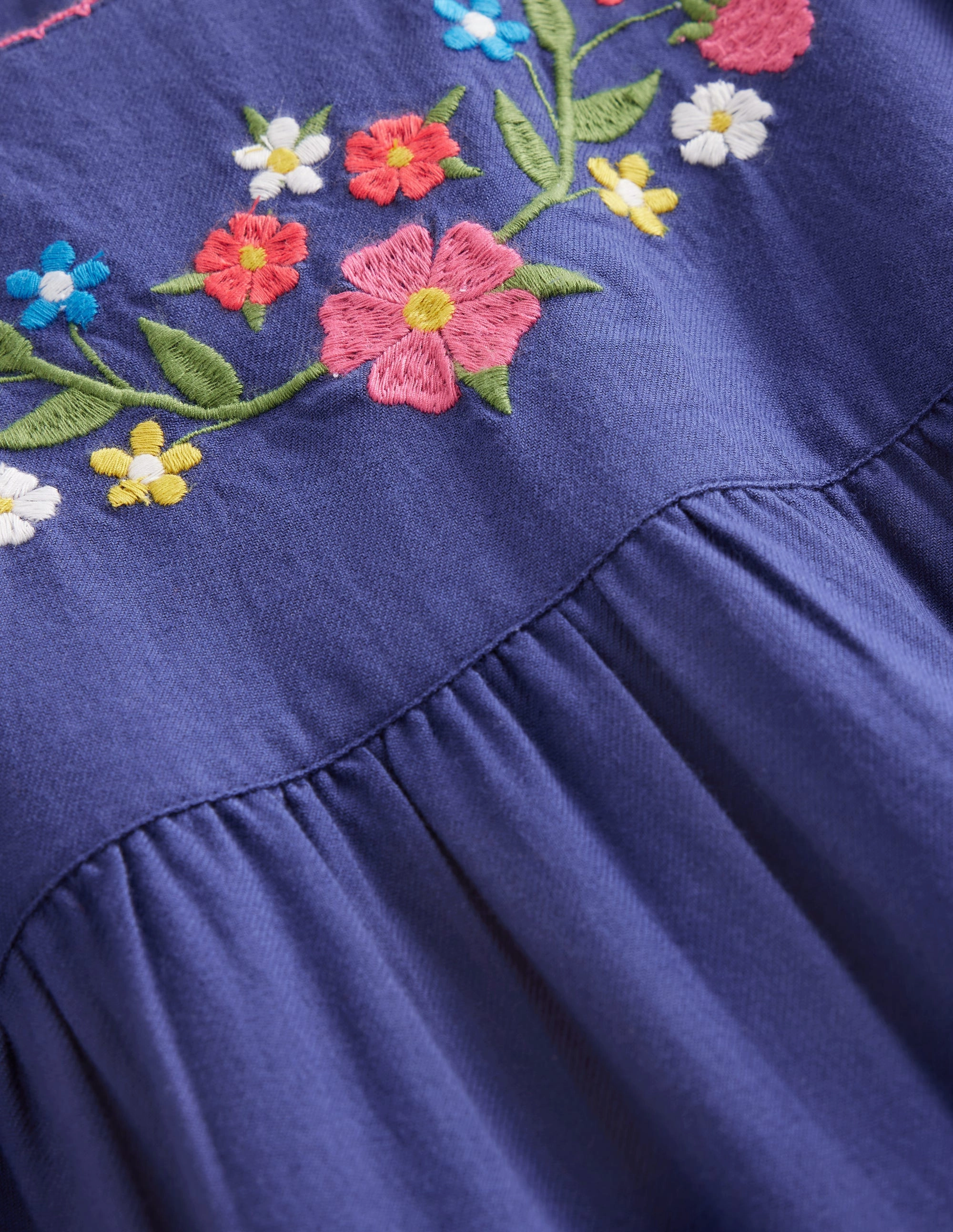 Betsy Tiered Twirly Dress-Starboard Navy Embroidery Mesh-Detail Airy Fabric