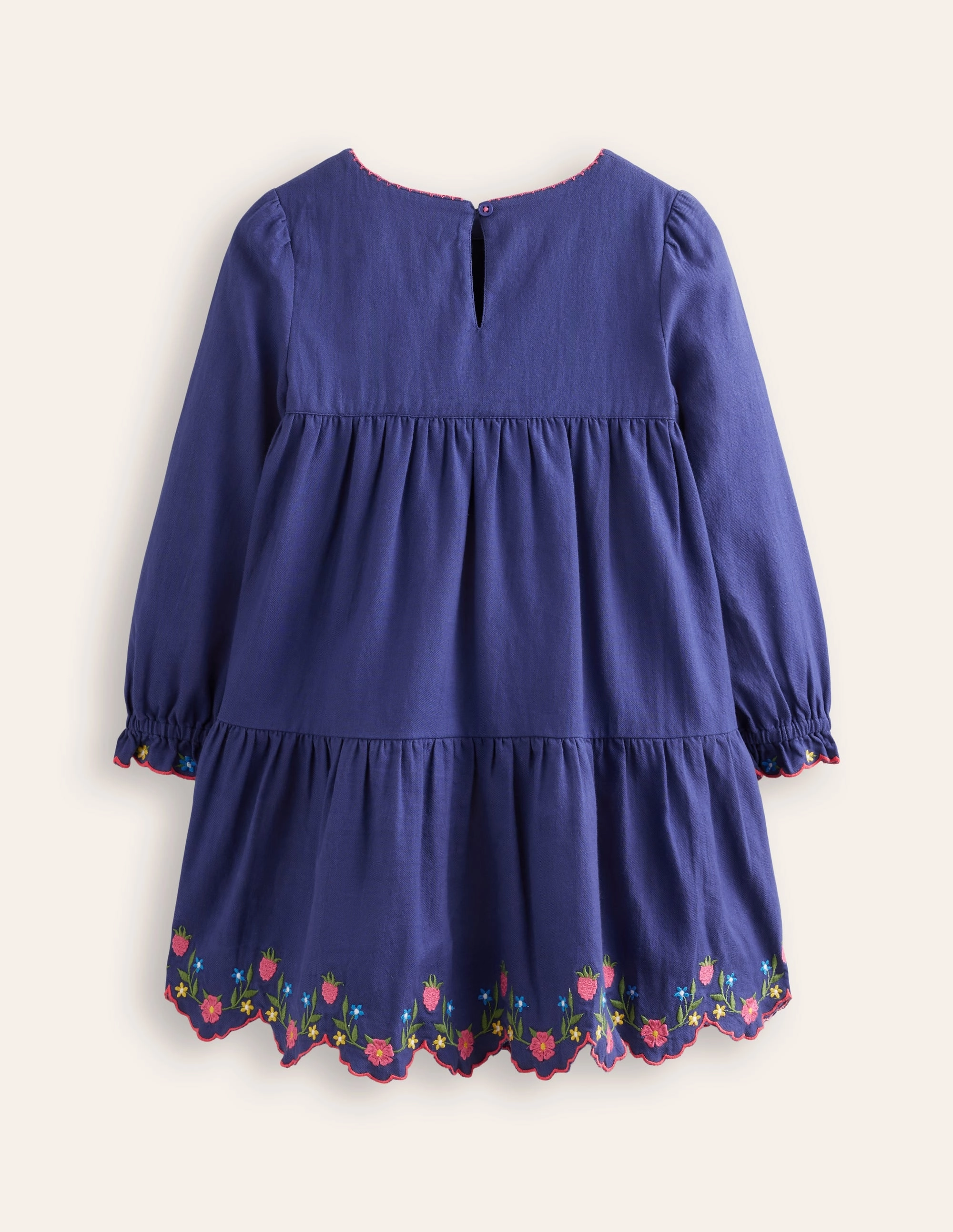 Betsy Tiered Twirly Dress-Starboard Navy Embroidery Work Favorite