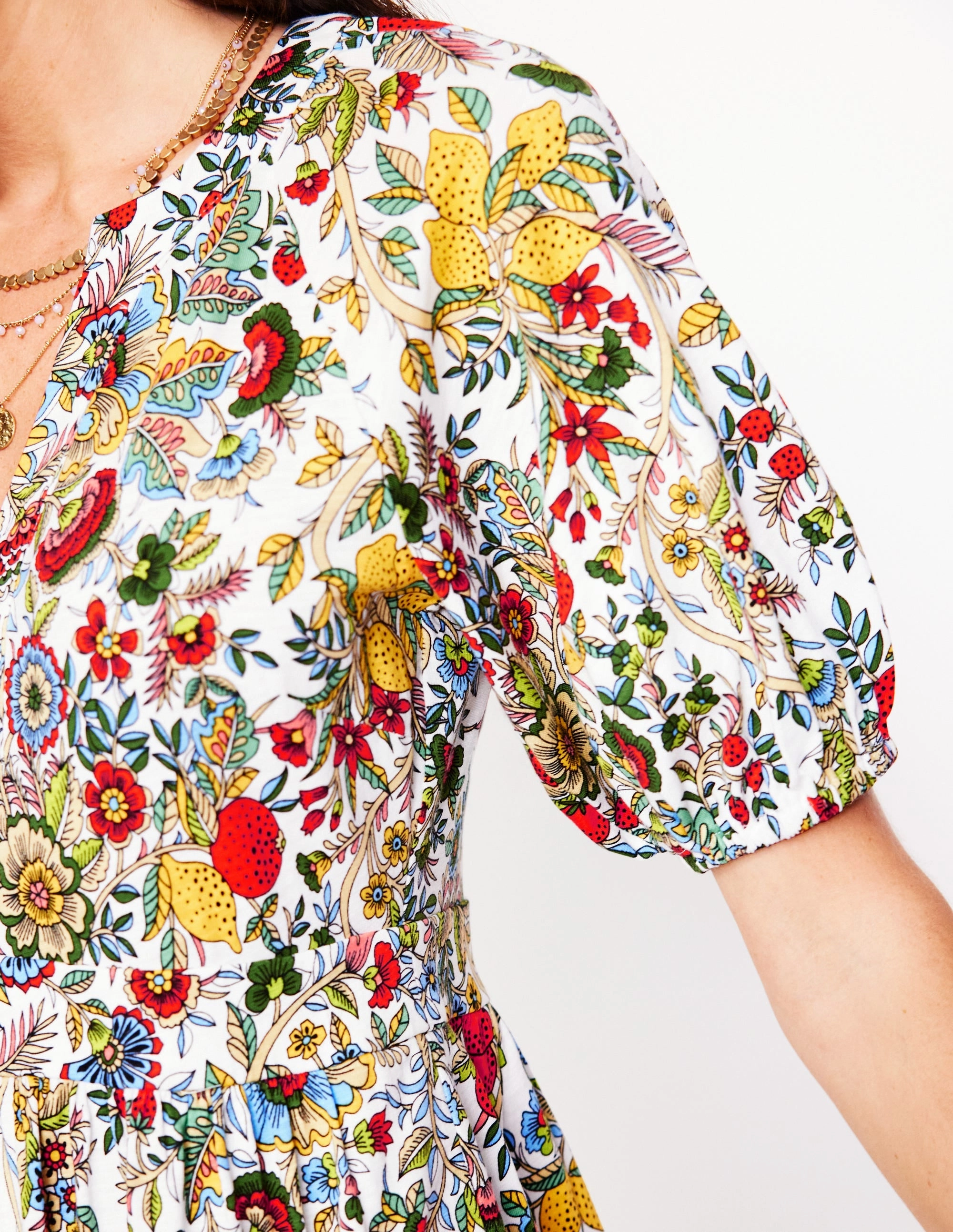 Piper Short Jersey Dress-Multi, Citrus Vine Mature Glam