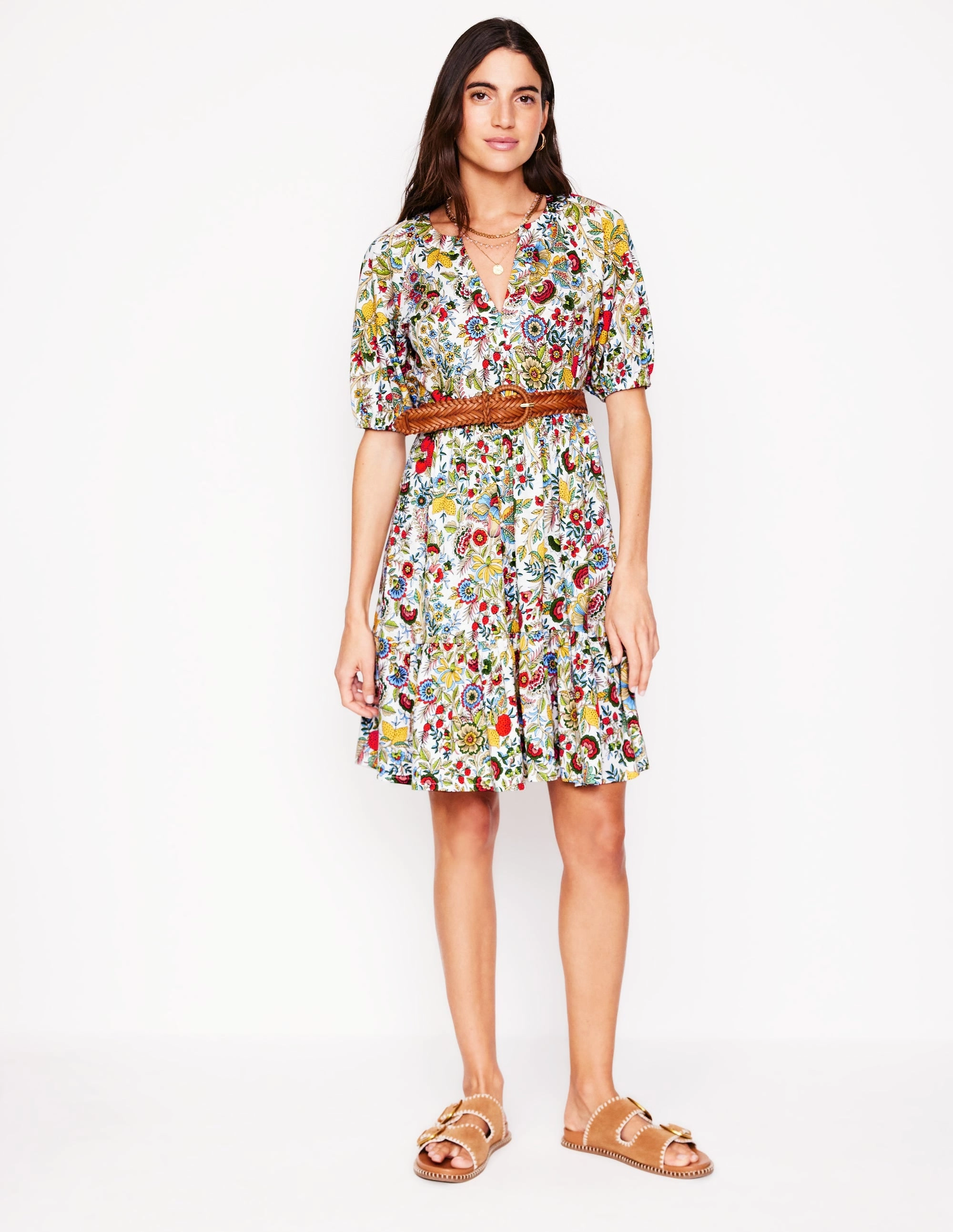 Breath Ease Dreamy Flow Piper Short Jersey Dress-Multi, Citrus Vine
