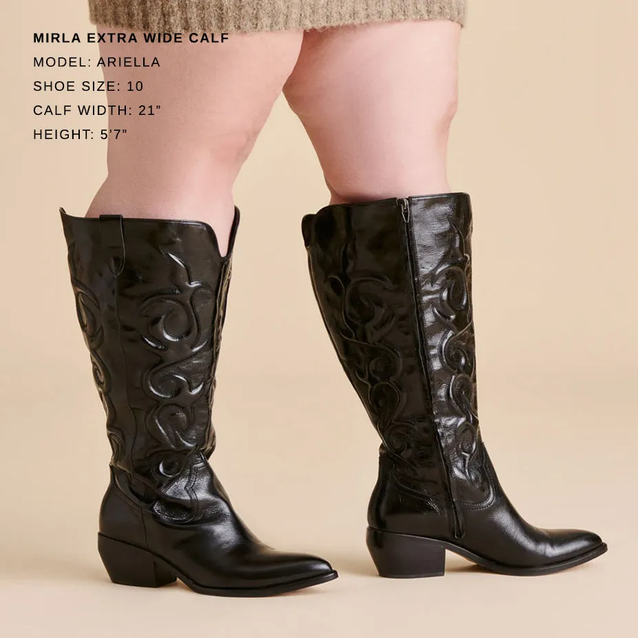 MIRLA EXTRA WIDE CALF BOOTS BLACK LEATHER Cold resistant