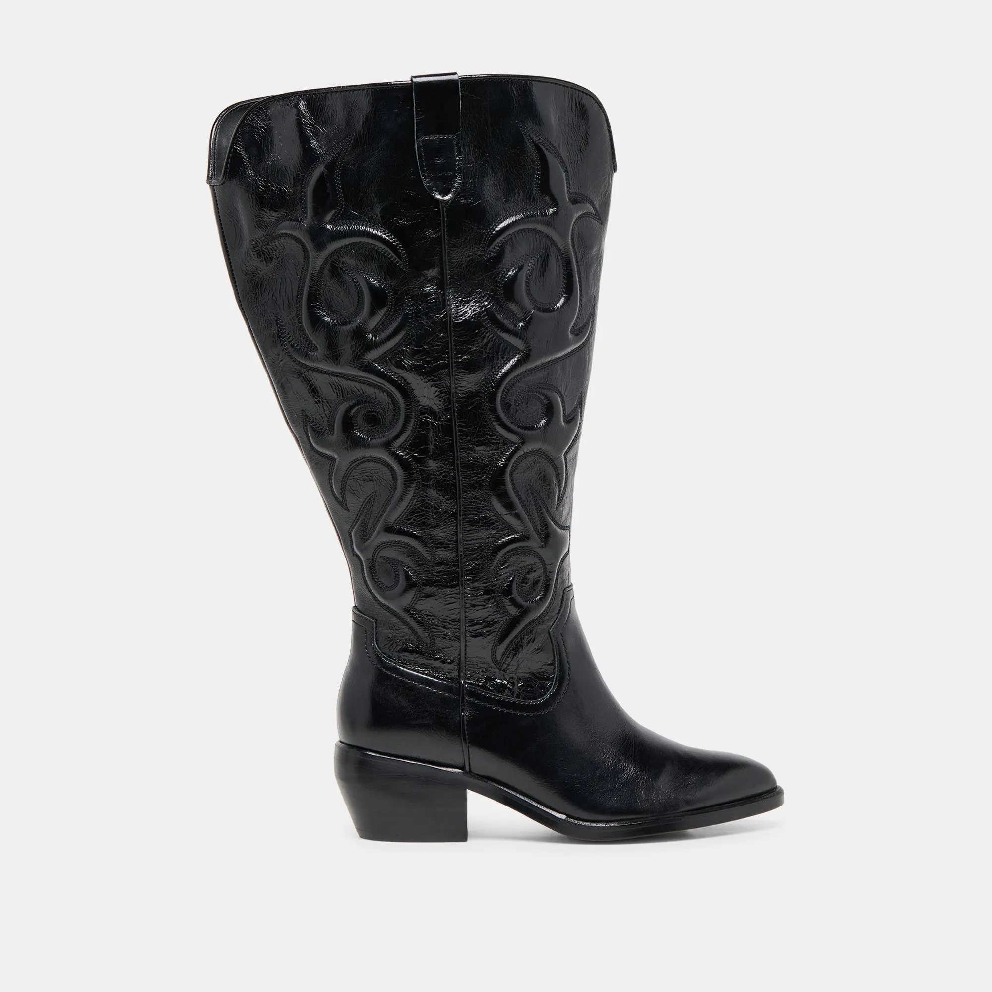MIRLA EXTRA WIDE CALF BOOTS BLACK LEATHER Waterproof Work Commute High Traction All Day Wear