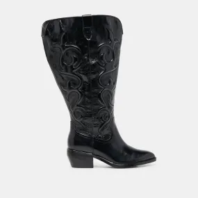 MIRLA EXTRA WIDE CALF BOOTS BLACK LEATHER Waterproof Work Commute High Traction All Day Wear