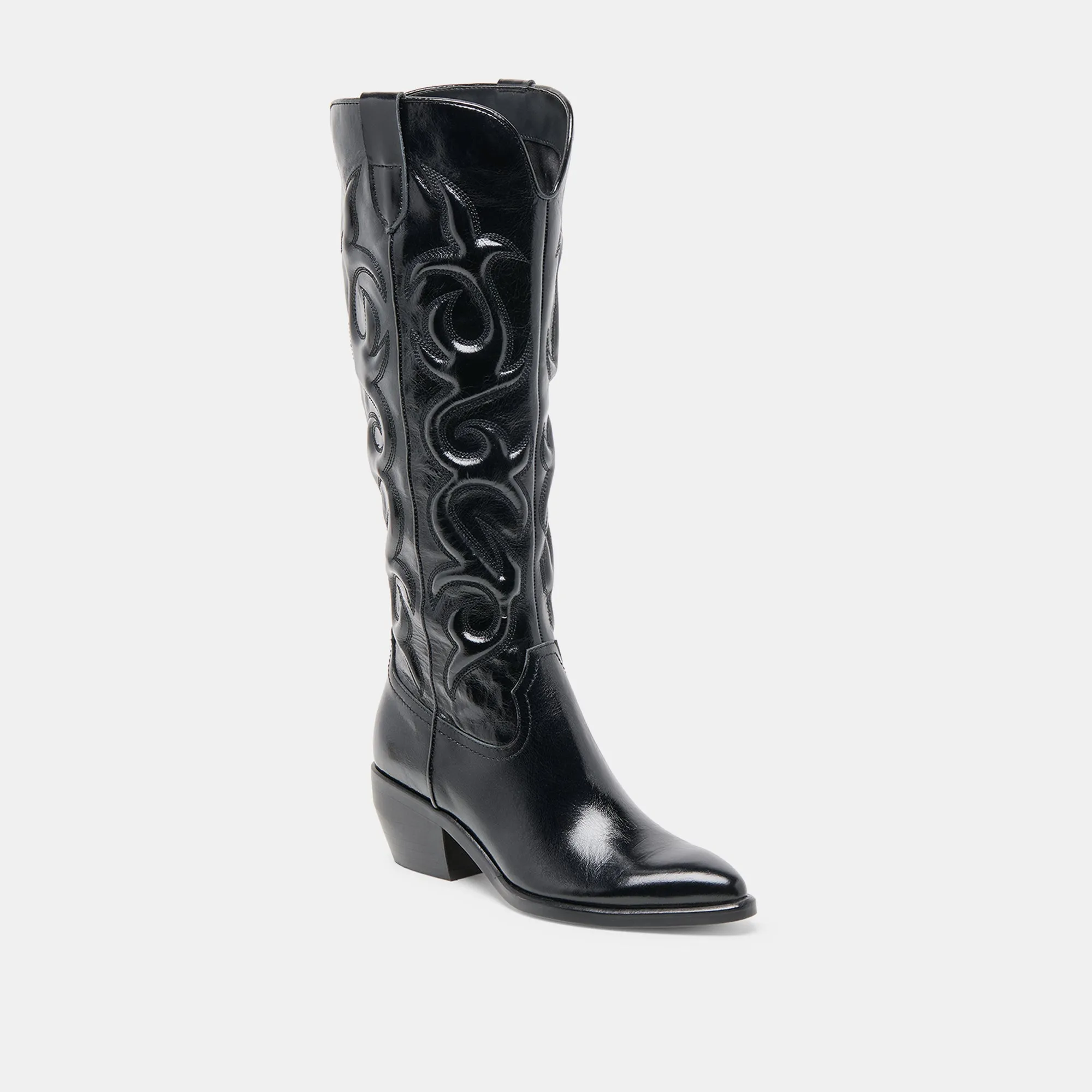 Resistant Layer MIRLA WIDE CALF BOOTS BLACK LEATHER