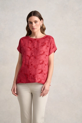 Mixed Linen Floral T-Shirt ?C Watermelon Built In Filter Layer HypoallergenicConstruction