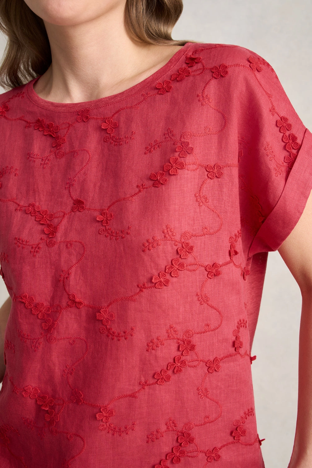 Mixed Linen Floral T-Shirt ?C Watermelon WaterResistantCoating