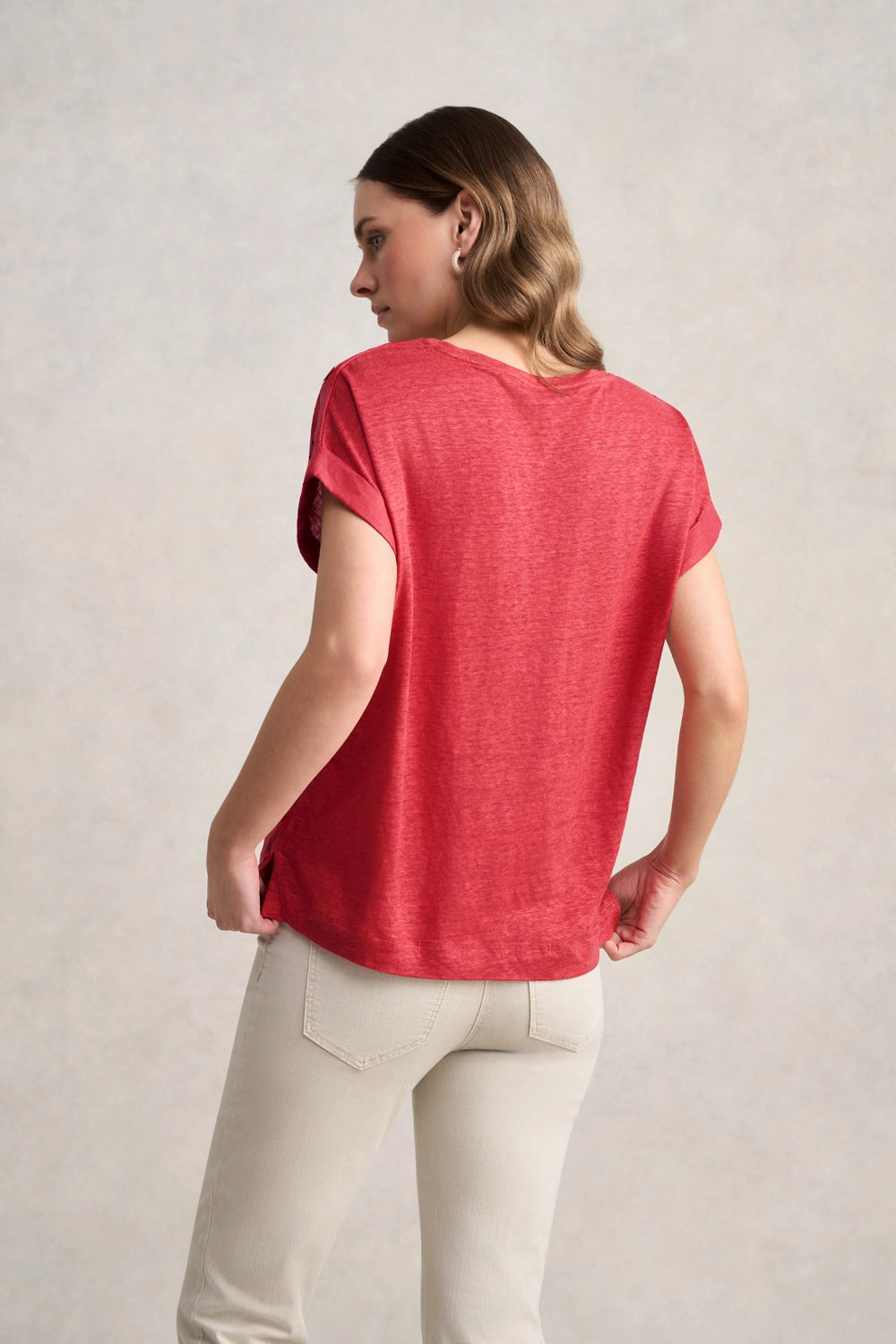 Mixed Linen Floral T-Shirt ?C Watermelon LightweightLayeredFabric