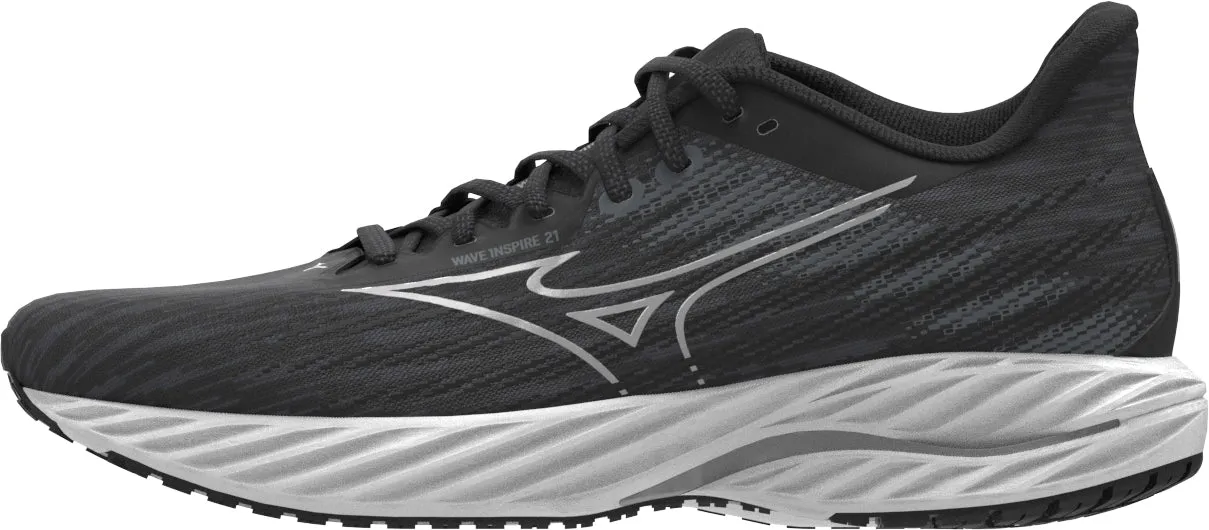 Mizuno Wave Inspire 21 WIDE FIT (D) Womens Running Shoes - Black no - tie laces