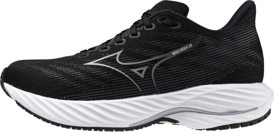 Mizuno Wave Rider 28 WIDE FIT (D) Womens Running Shoes - Black straps